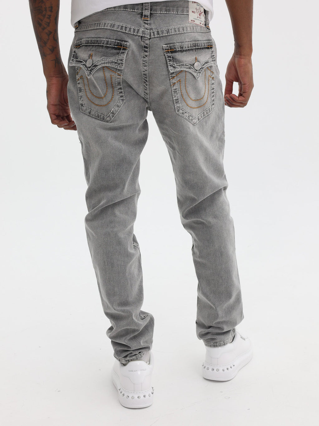 True Religion  Rocco Big T Flap Skinny Grey Crisp Wash