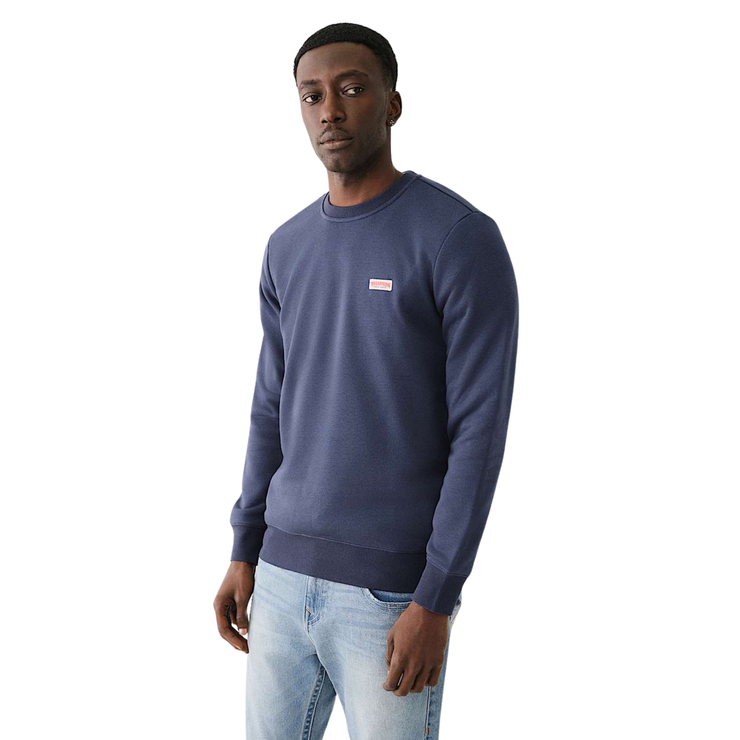 TRUE RELIGION OG LABEL CREW SWEATSHIRT DRESS BLUE