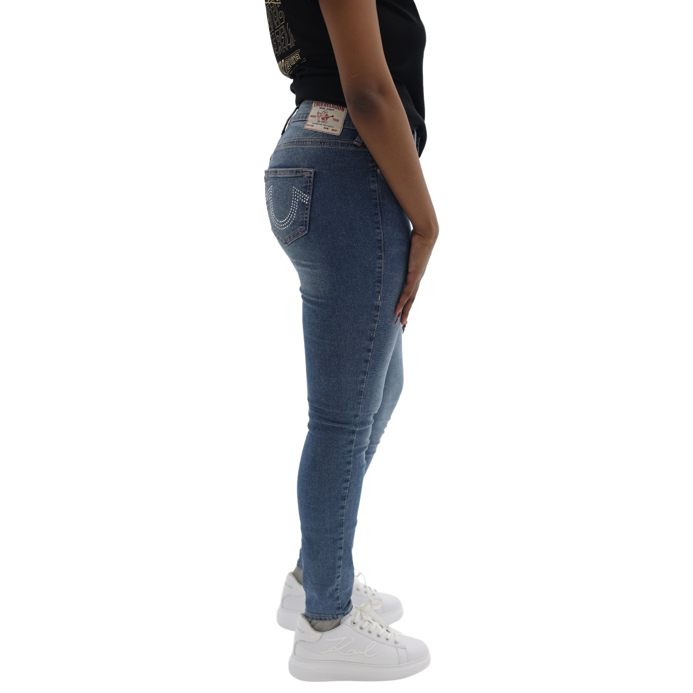 TRUE RELIGION JENNIE CRYSTAL SN MR SKINNY MEDIUM WINTRY WASH