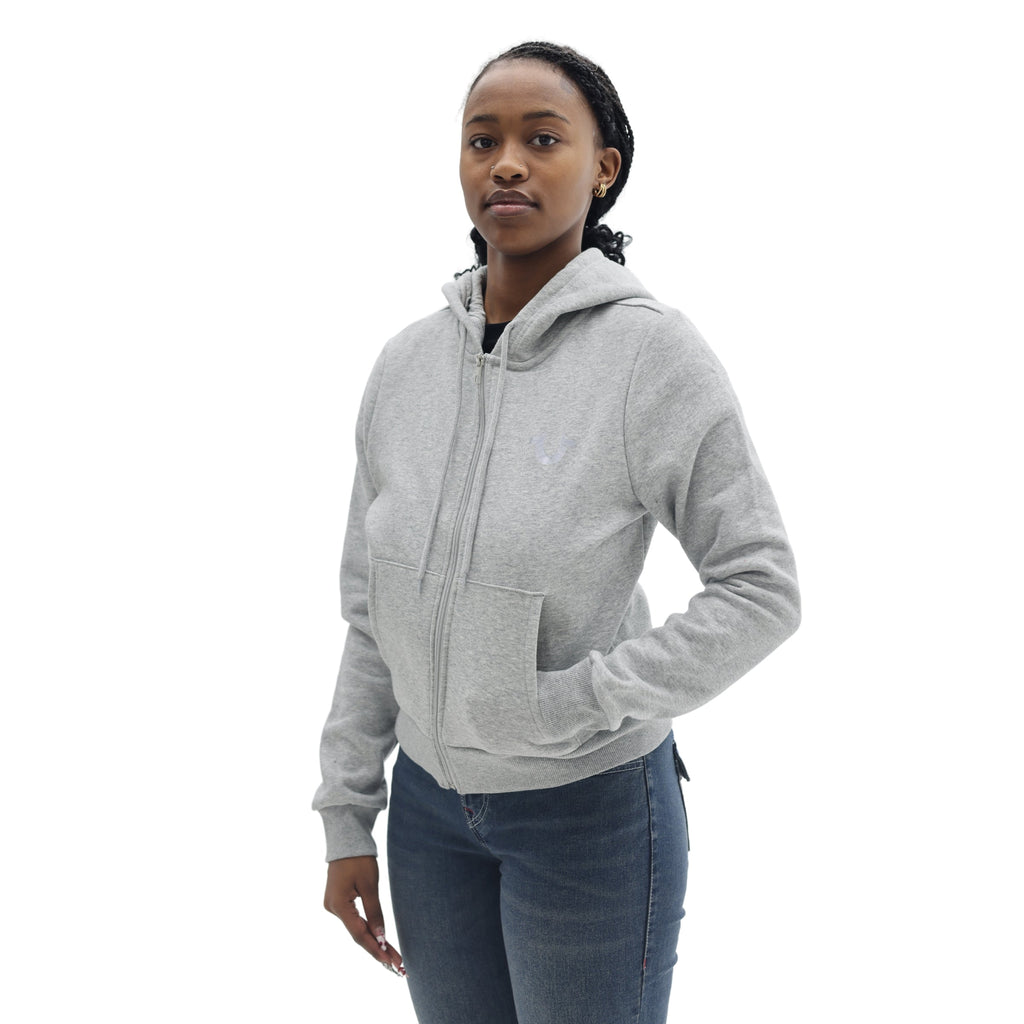 TRUE RELIGION FOIL HS ZIP HOODIE HEATHER GREY