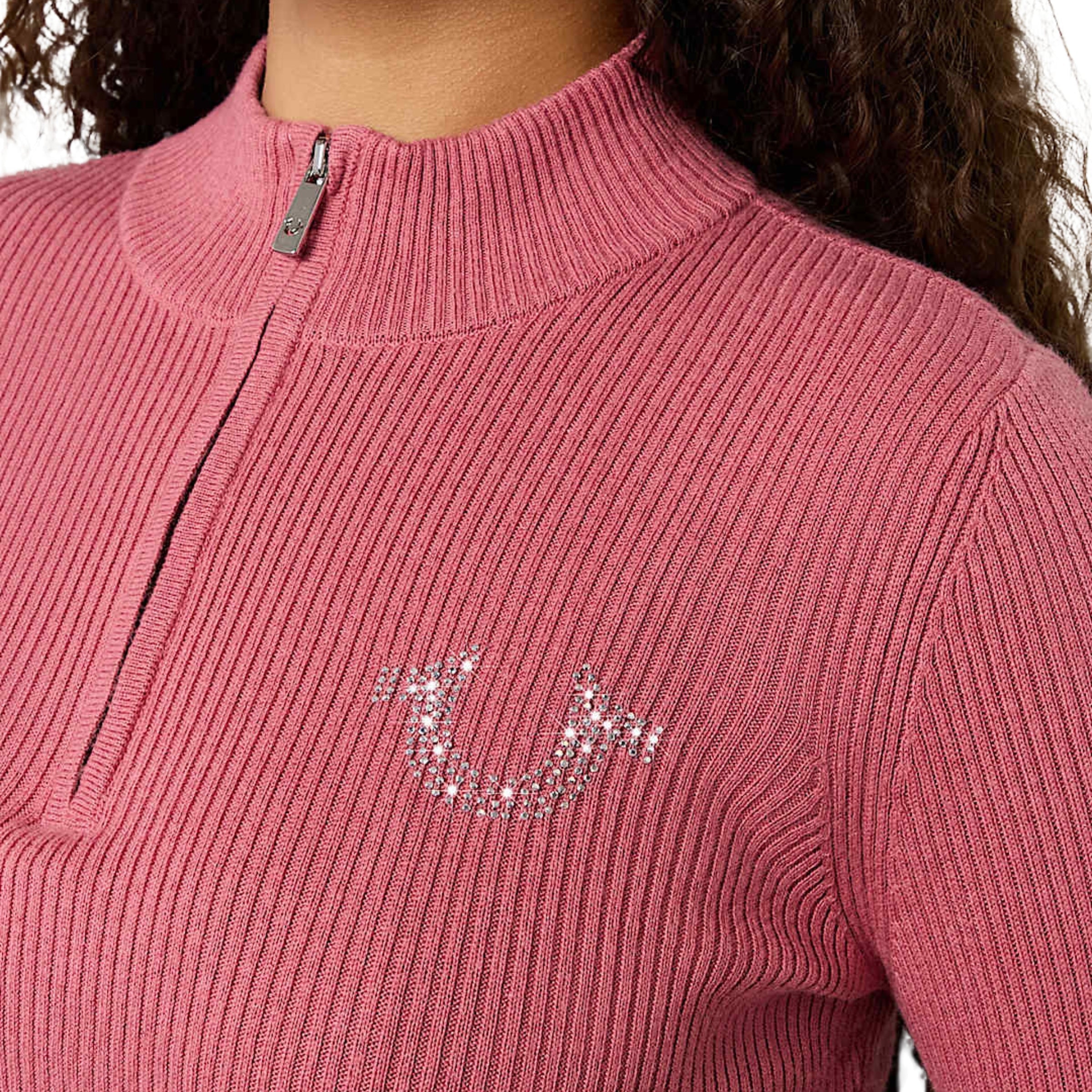 TRUE RELIGION CRYSTAL TR ZIP MOCK NECK LS MAUVEWOOD