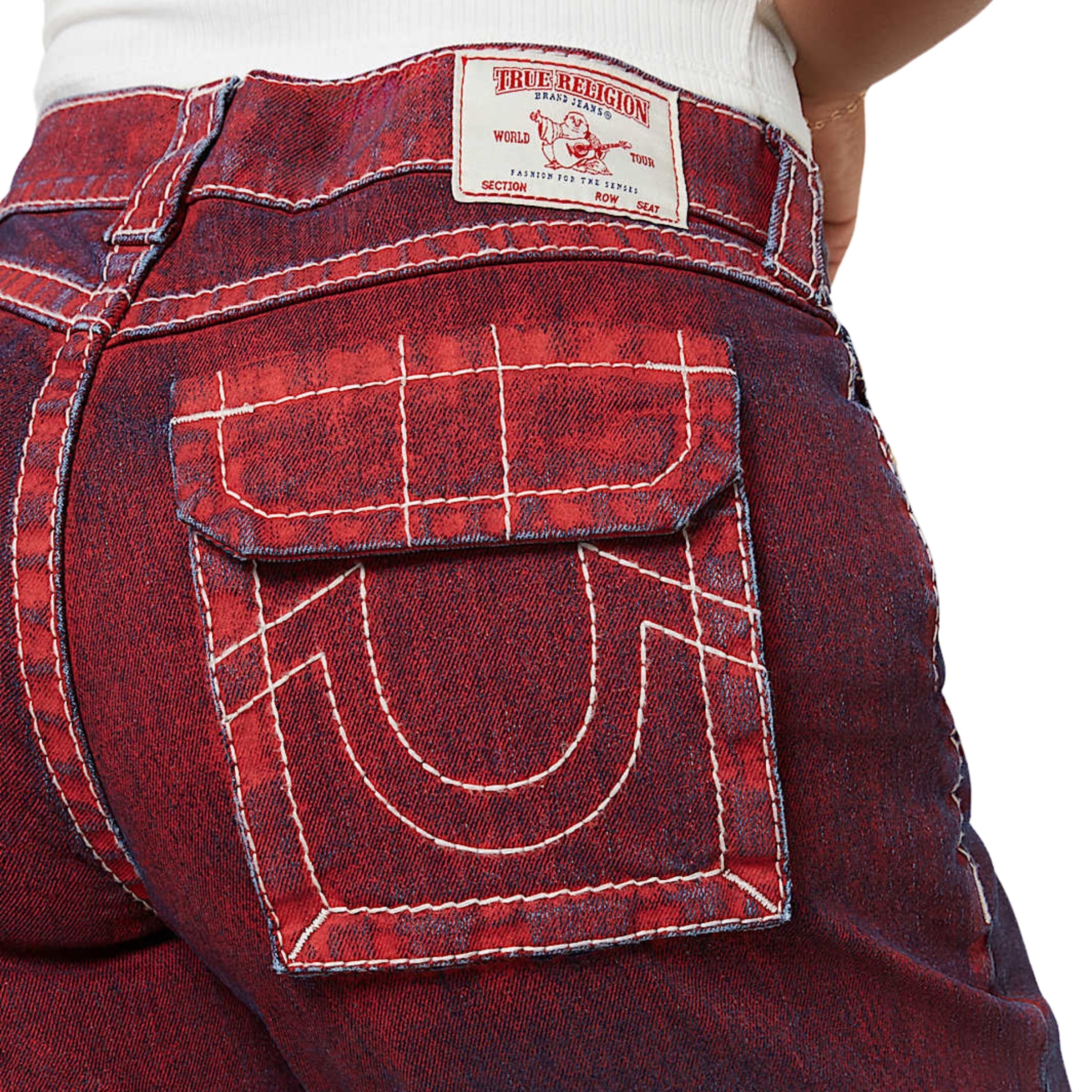 TRUE RELIGION BIG T BOBBIE BAGGY JEANS INDIGO RED