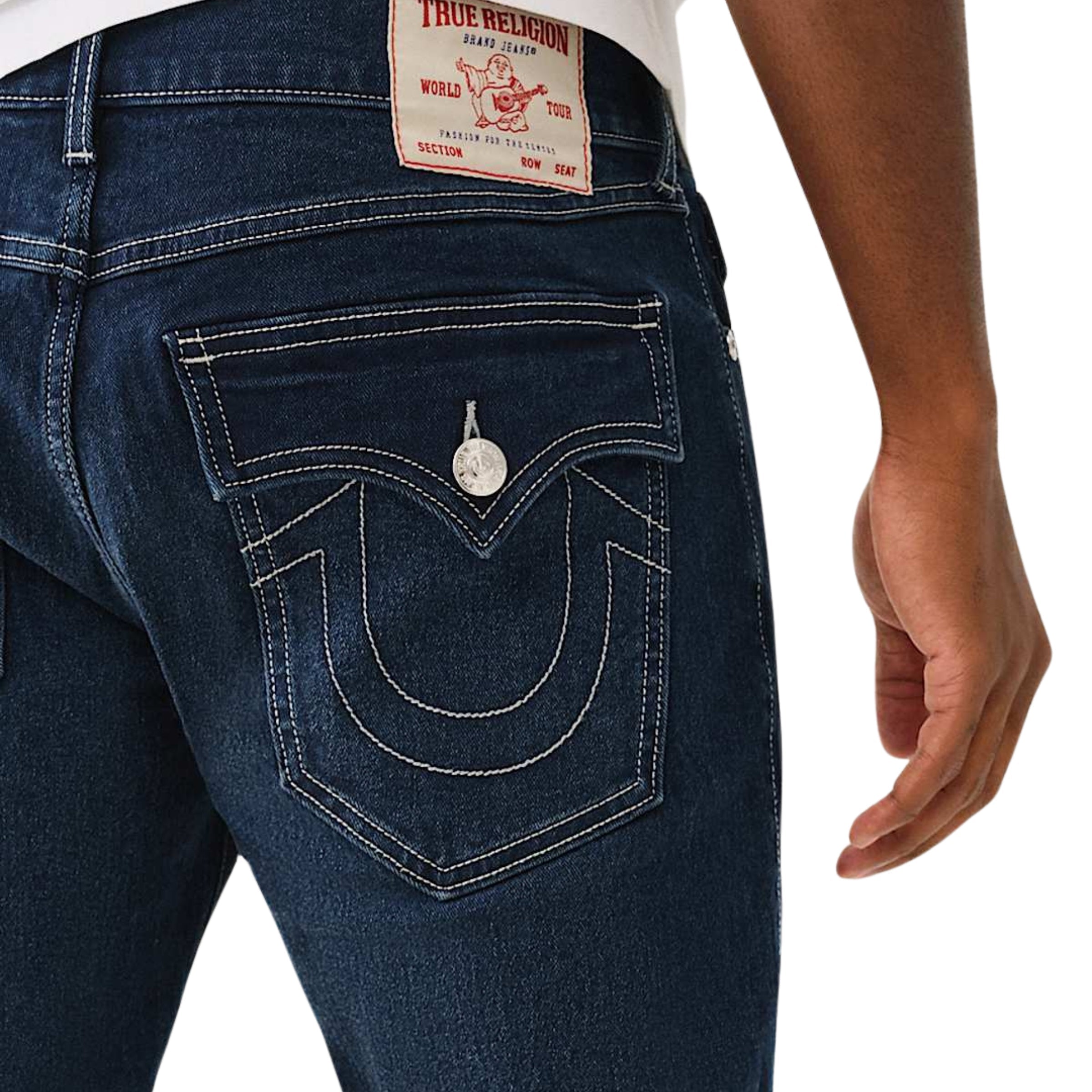 TRUE RELIGION ROCCO SN FLAP SKINNY DARK AVALANCHE WASH