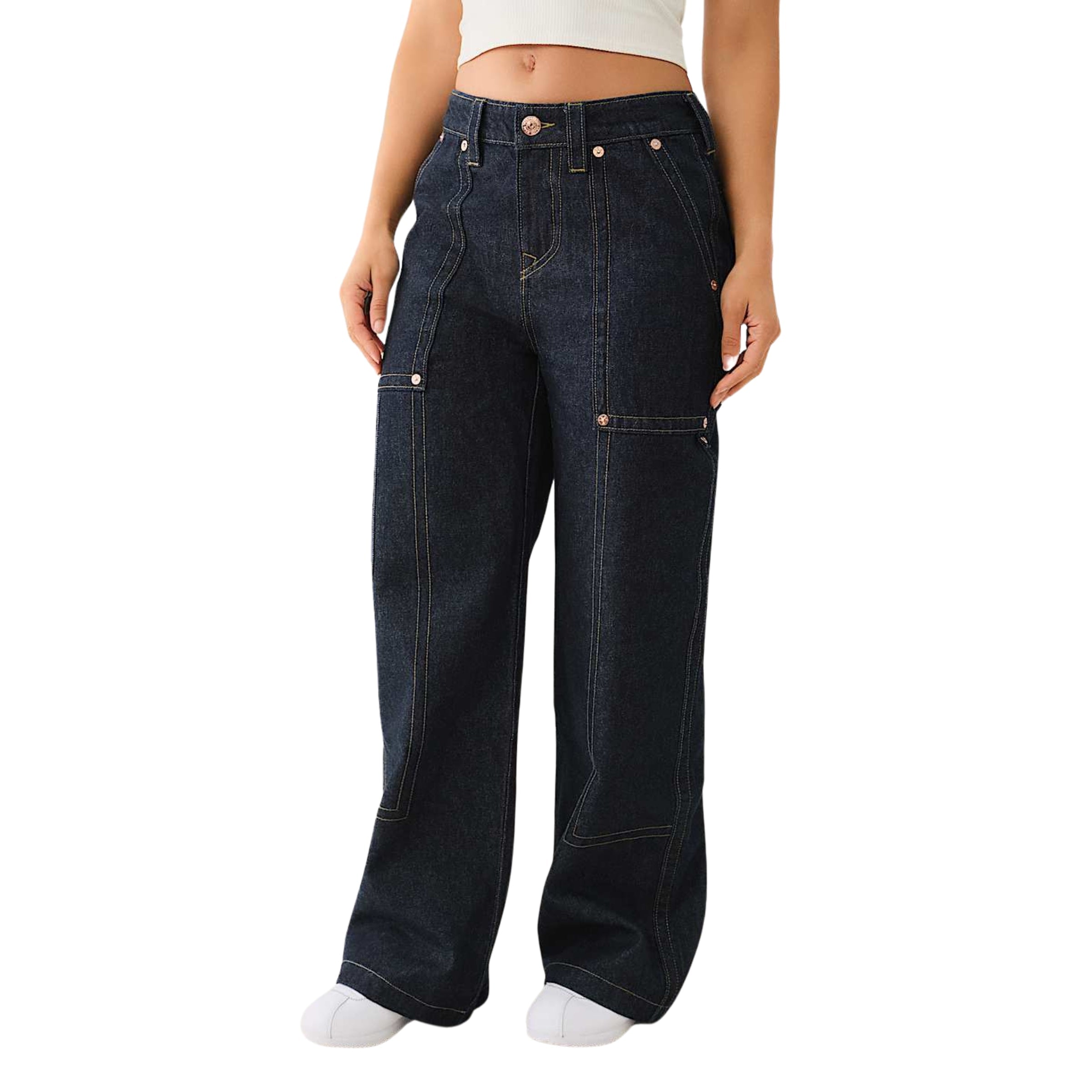TRUE RELIGION JEAN CARPENTER BAGGY CARGO FLAP 2S BODY RINSE