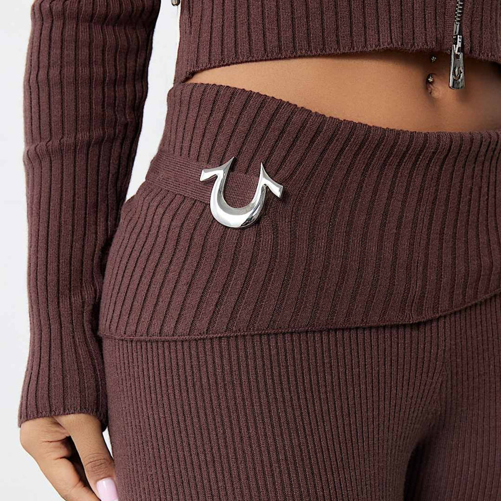 TRUE RELIGION FOLDOVER WB SWTER BOOTCUT PANT DEEP MAHOGANY