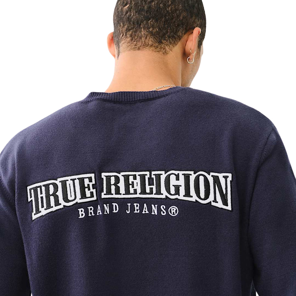 TRUE RELIGION SWEATERS SRS CREWNECK SWEATER DRESS BLUE