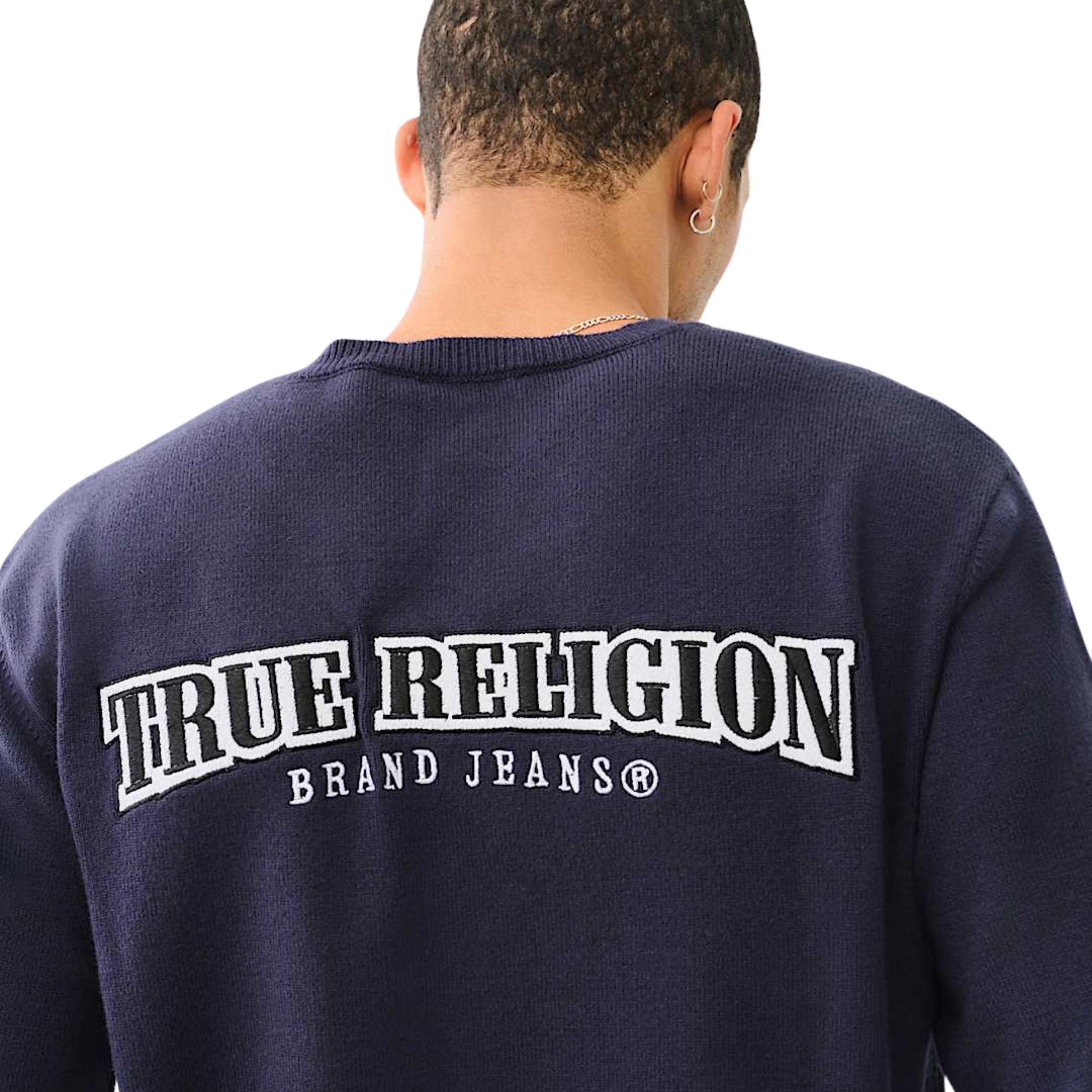 TRUE RELIGION SWEATERS SRS CREWNECK SWEATER DRESS BLUE