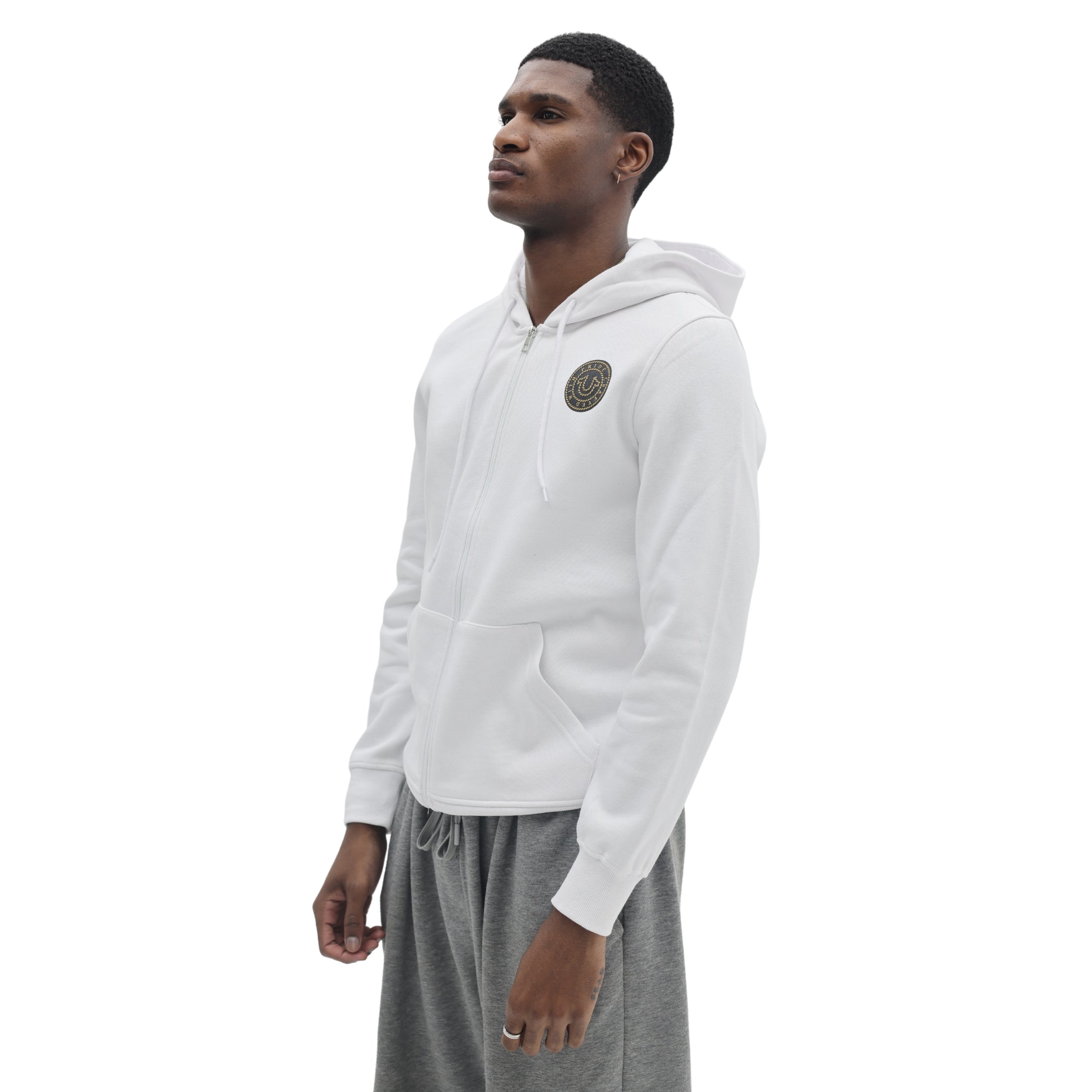 TRUE RELIGION TRUE COLLEGE ZIP HOODIE OPTIC WHITE