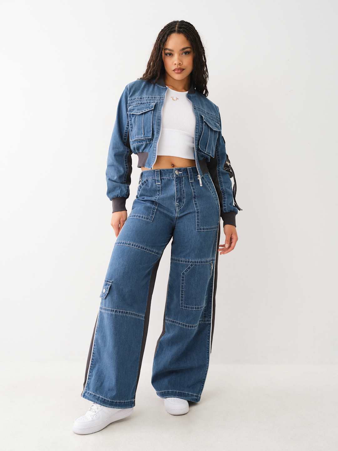 True Religion Baggy Cargo Pants Ladies Medium Wash