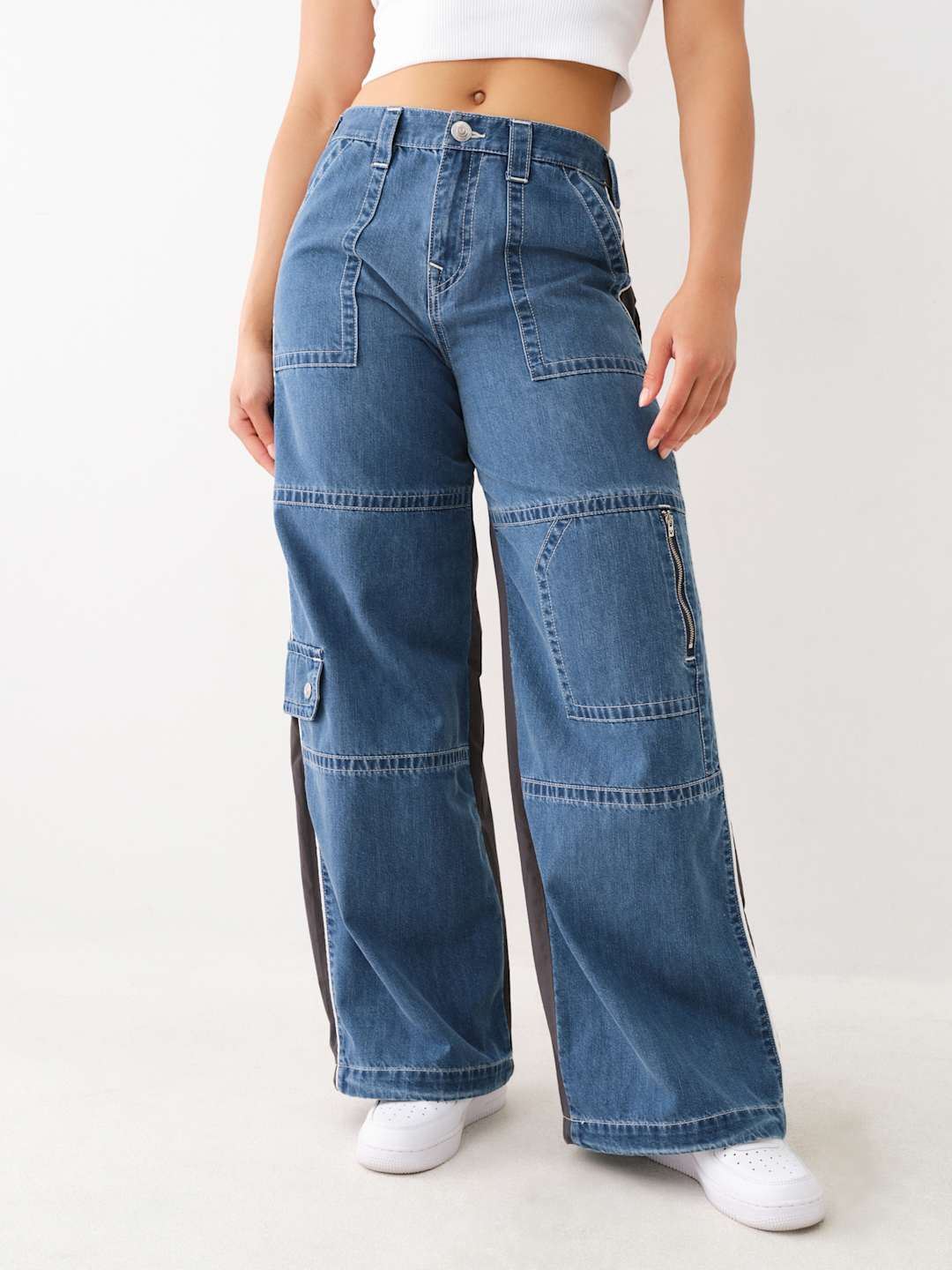 True Religion Baggy Cargo Pants Ladies Medium Wash