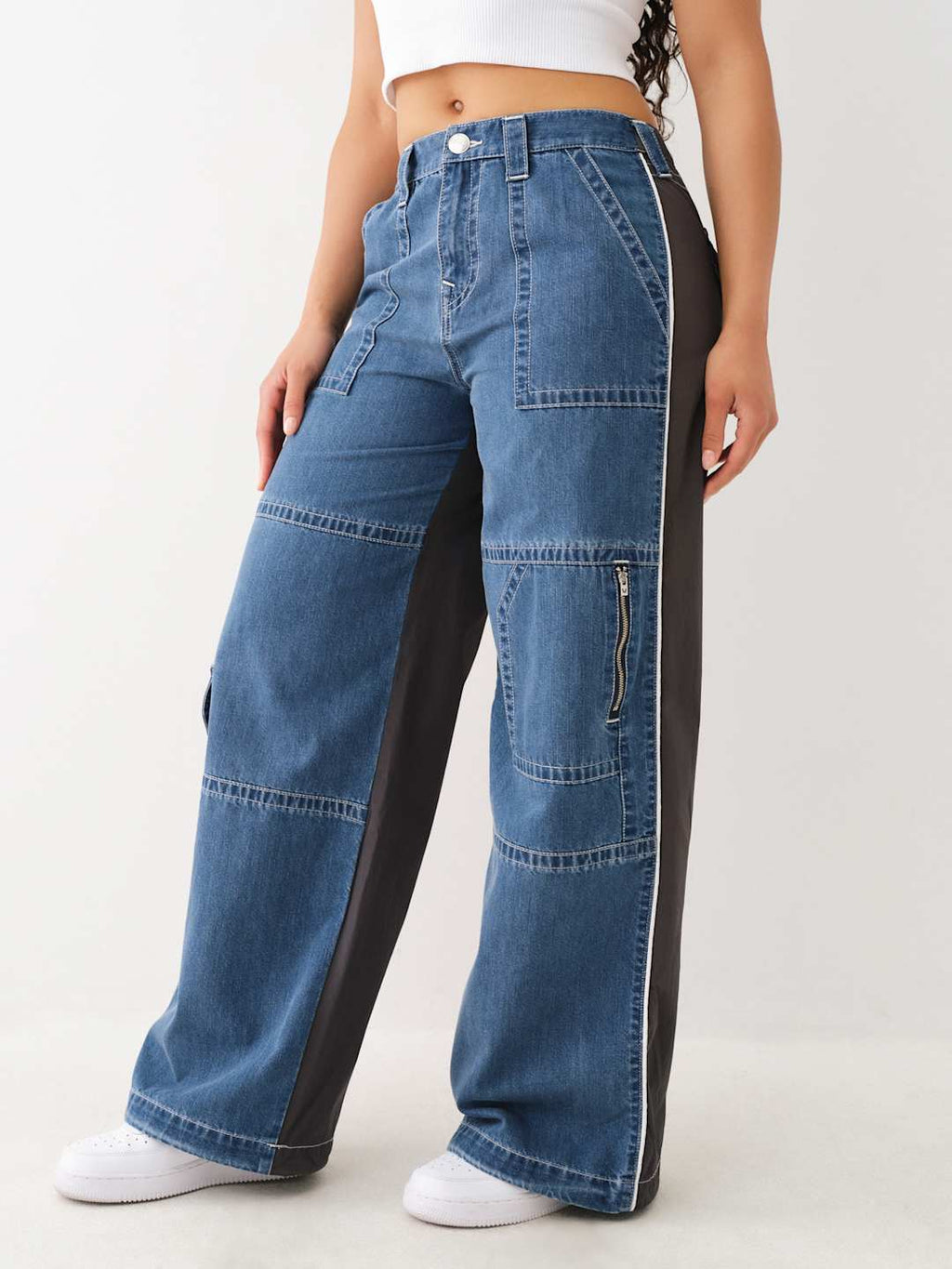 True Religion Baggy Cargo Pants Ladies Medium Wash