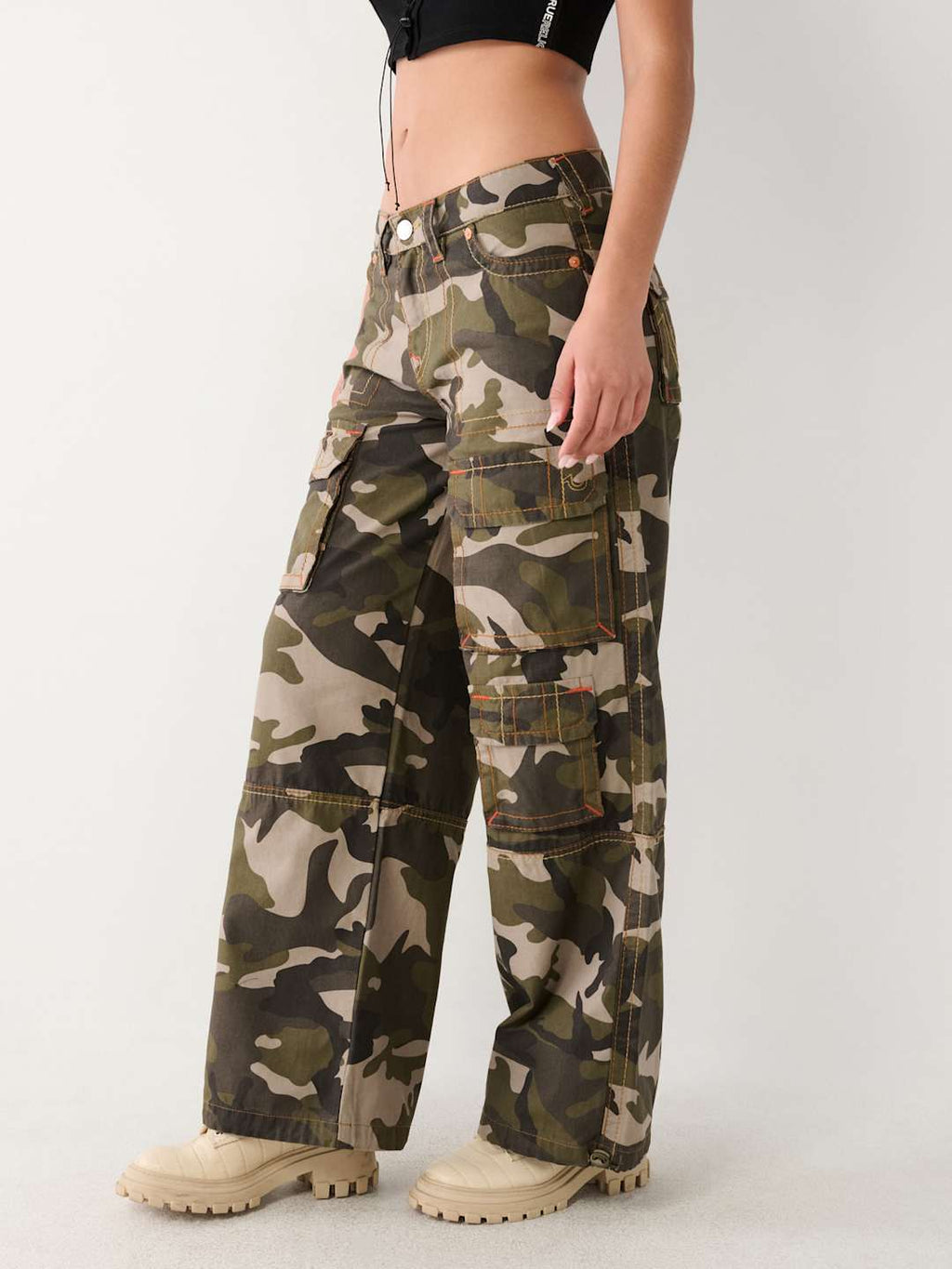 True Religion Jessie Cargo Pants Ladies Baggy Camo