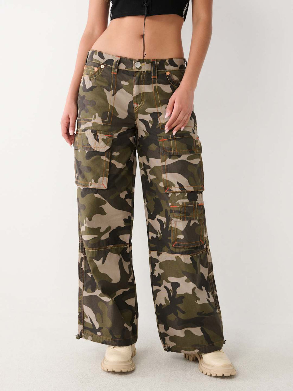 True Religion Jessie Cargo Pants Ladies Baggy Camo
