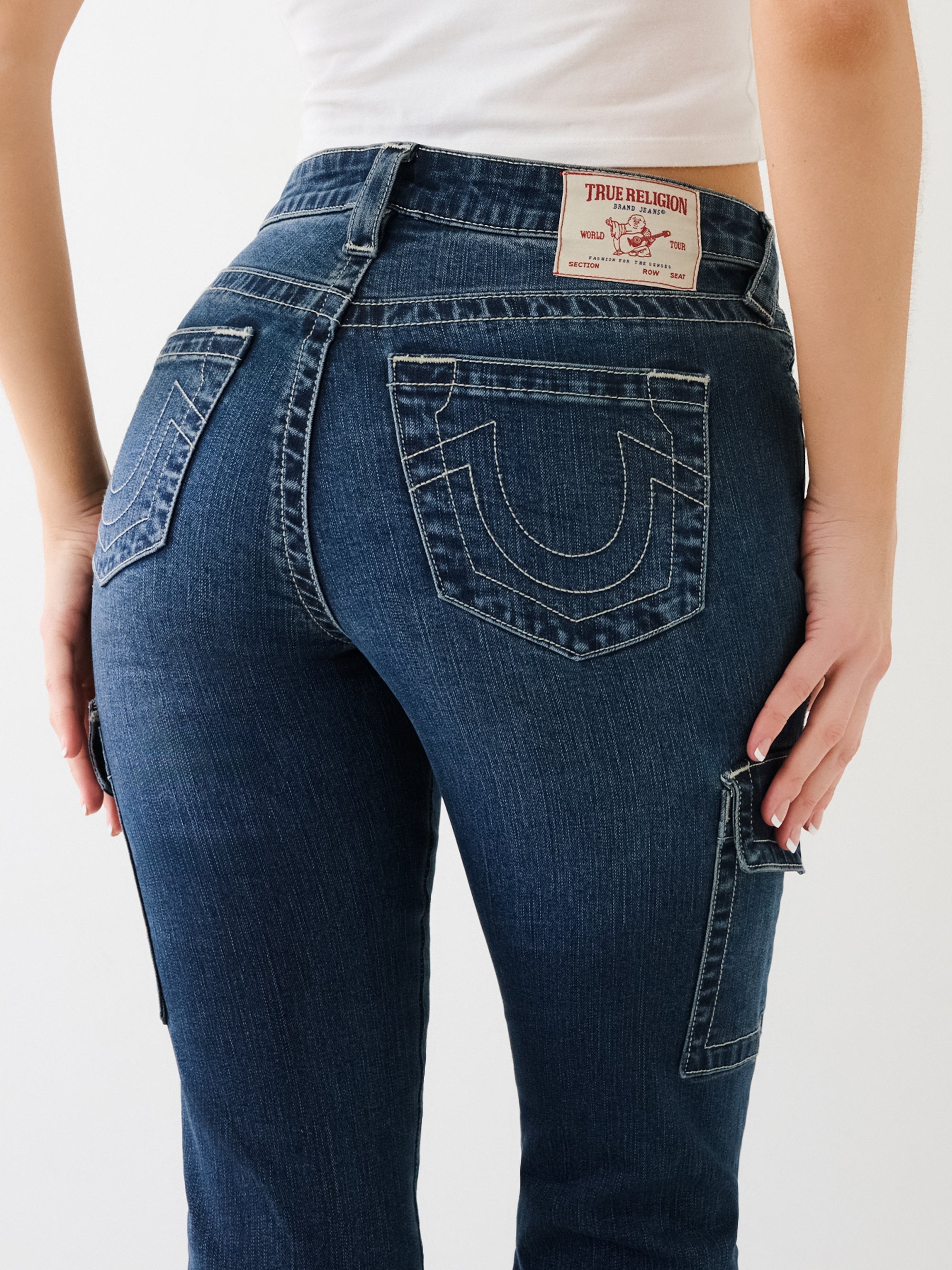 True Religion Cargo Pants Ladies Slim Denim Slit Persian Gulf