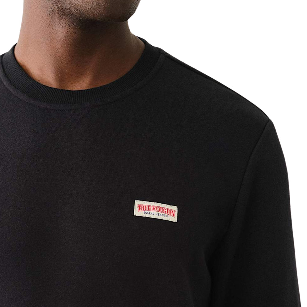 TRUE RELIGION OG LABEL CREW SWEATSHIRT JET BLACK