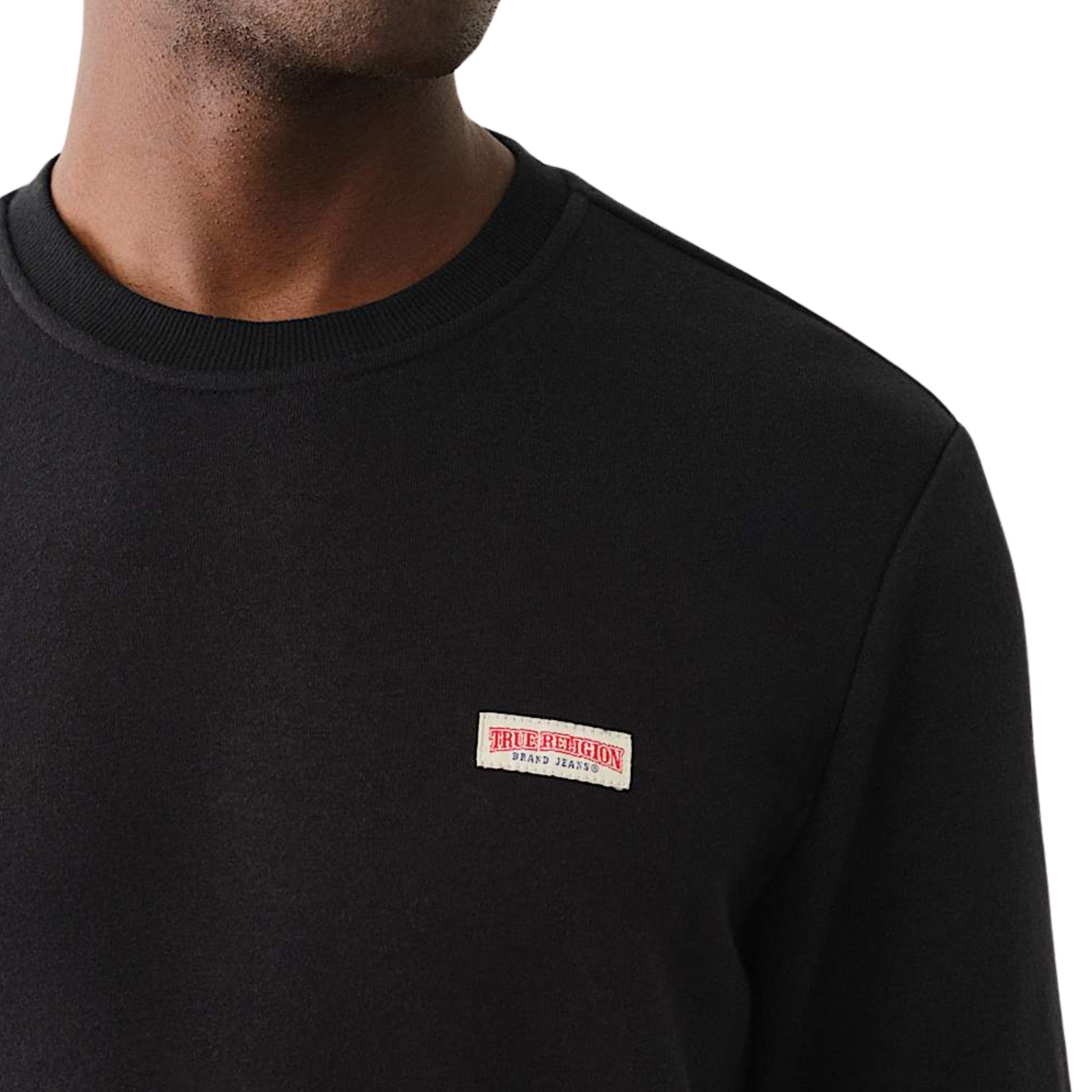 TRUE RELIGION OG LABEL CREW SWEATSHIRT JET BLACK