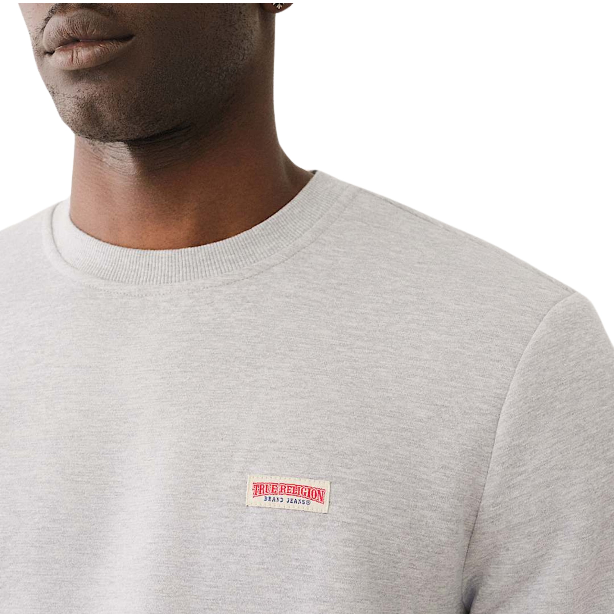 TRUE RELIGION OG LABEL CREW SWEATSHIRT HEATHER GREY