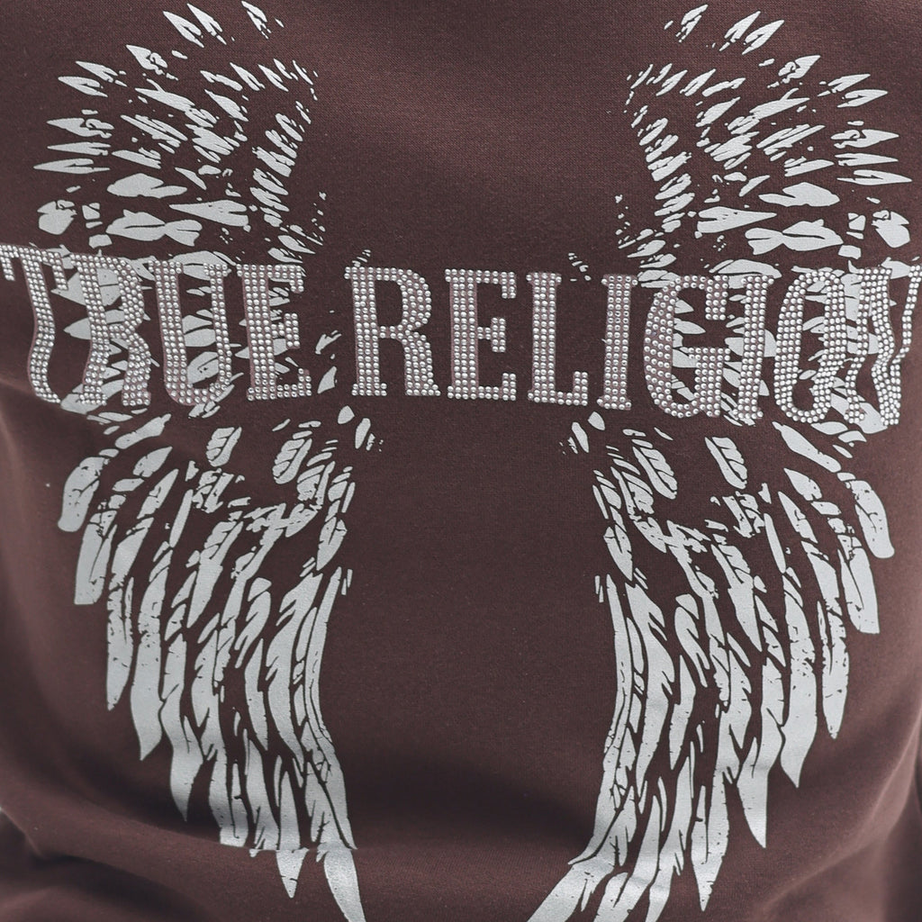 TRUE RELIGION CRYSTAL WING HS ZIP HOODIE DEEP MAHOGANY