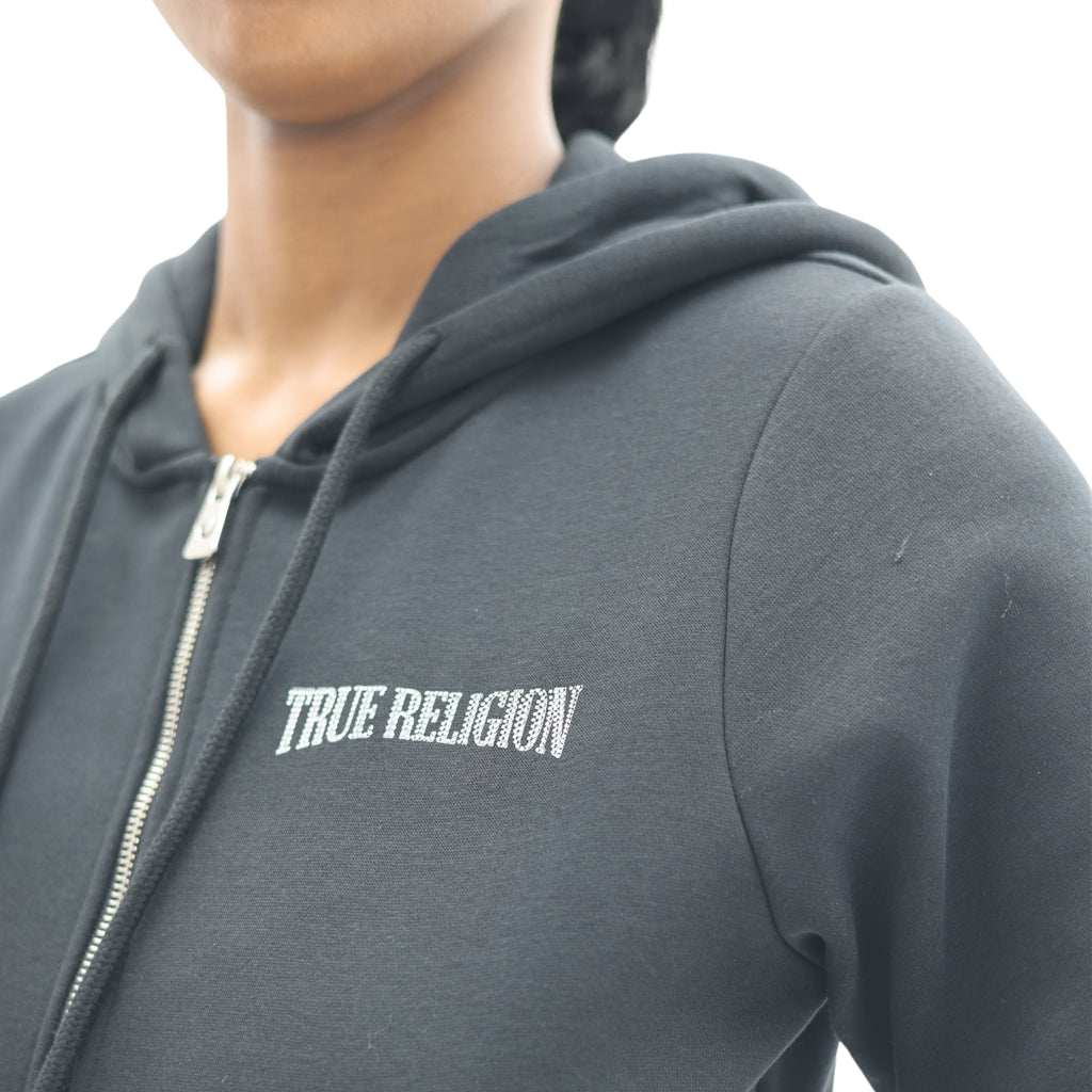 TRUE RELIGION CRYSTAL WING HS ZIP HOODIE JET BLACK
