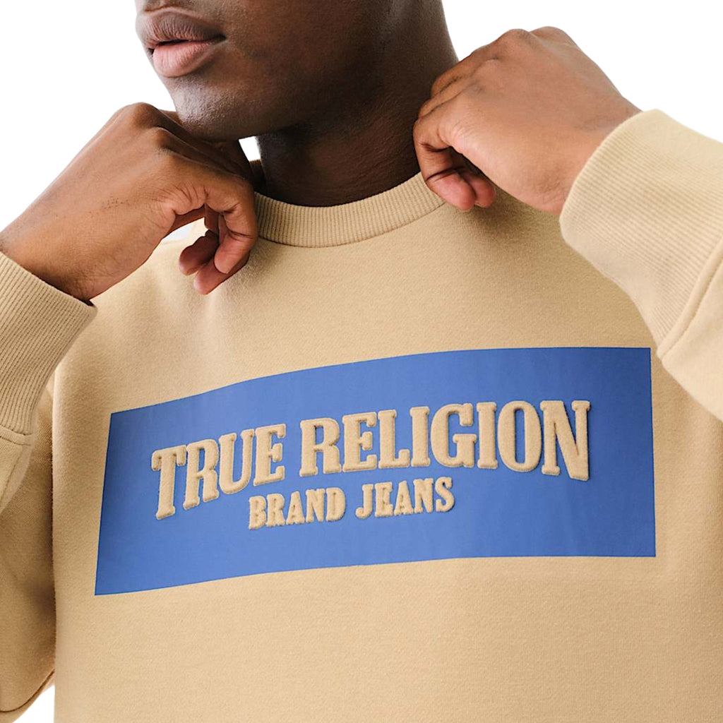 TRUE RELIGION EMBOSSED ARCH SWEATSHIRT TRAVERTINE