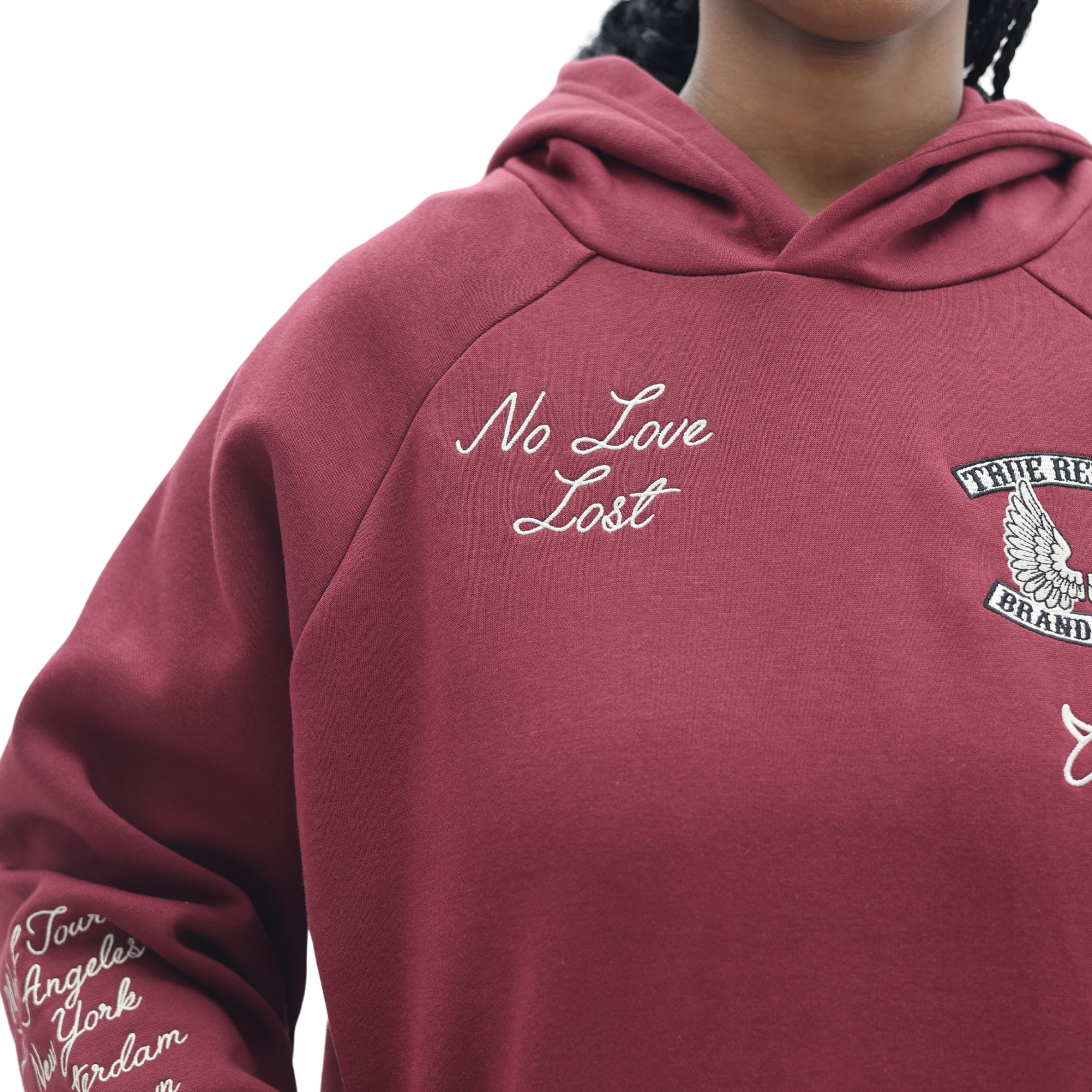 TRUE RELIGION BRANDED BOYFRIEND HOODIE CORDOVAN