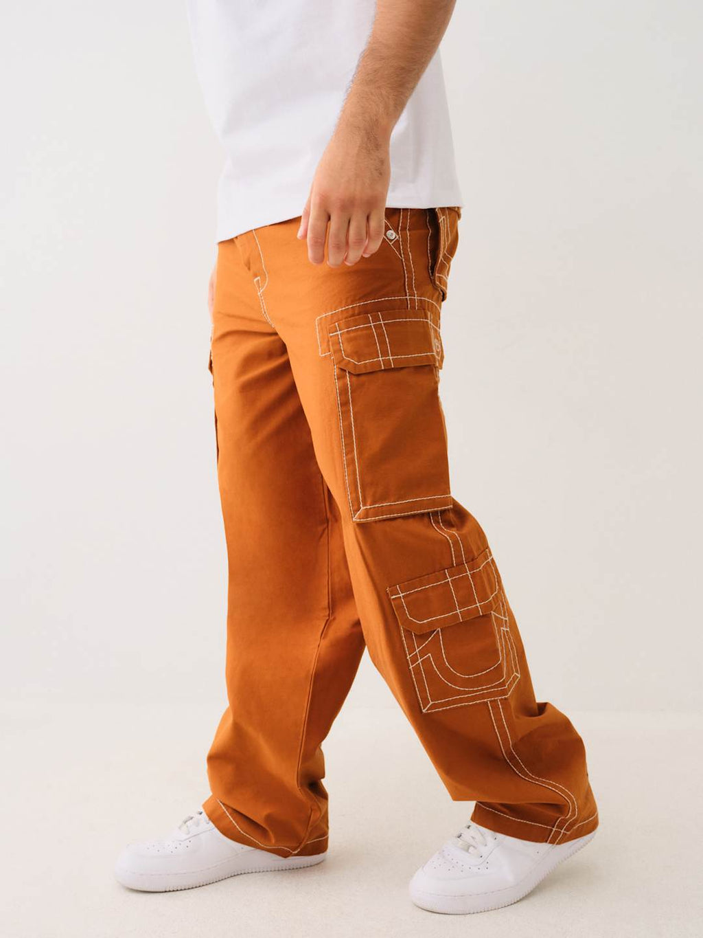 True Religion Big T Cargo Pants Baggy Caramel