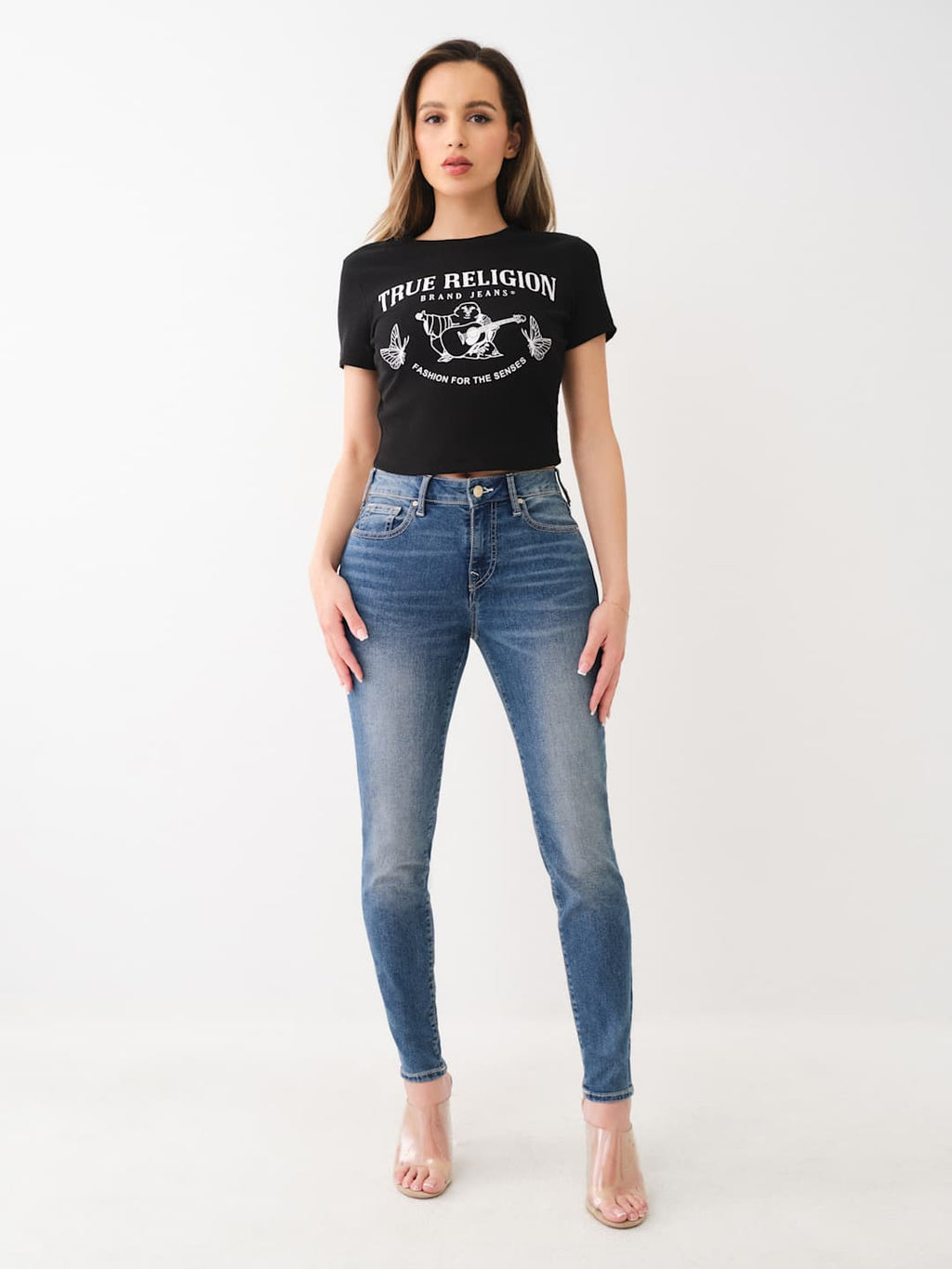 True Religion Jennie Jeans Mid Rise Skinny Blue