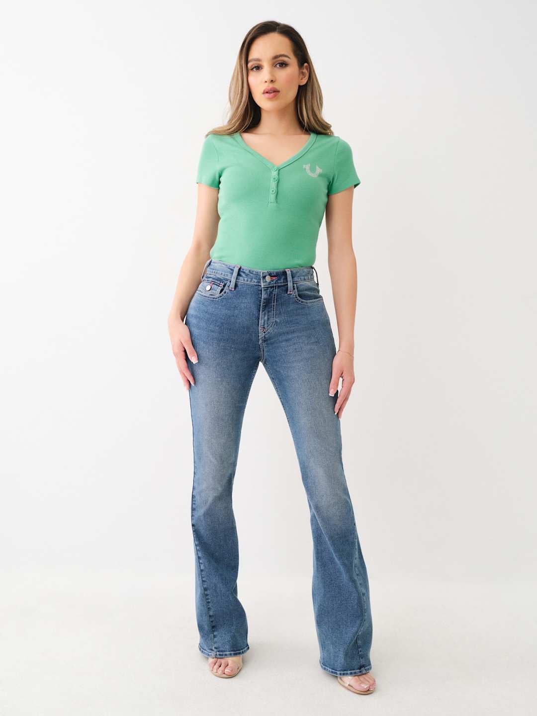 True Religion Joey Jeans Mid Rise Flare Blue