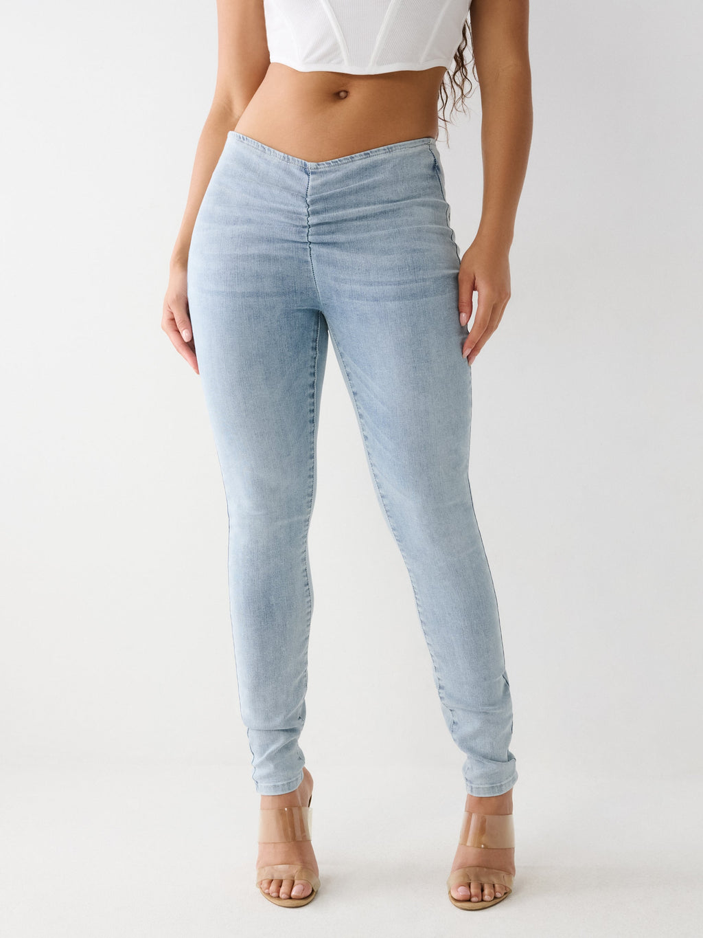 Low Rise Ruched Skinny Jean