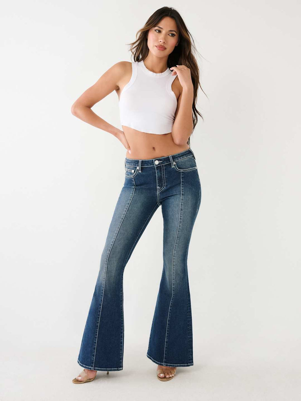 True Religion Charlie Jeans Mid Rise Seamed Flare Love In A Mist
