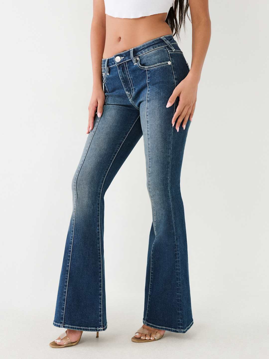 True Religion Charlie Jeans Mid Rise Seamed Flare Love In A Mist