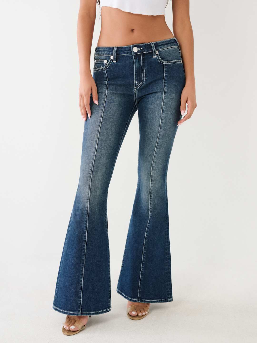 True Religion Charlie Jeans Mid Rise Seamed Flare Love In A Mist