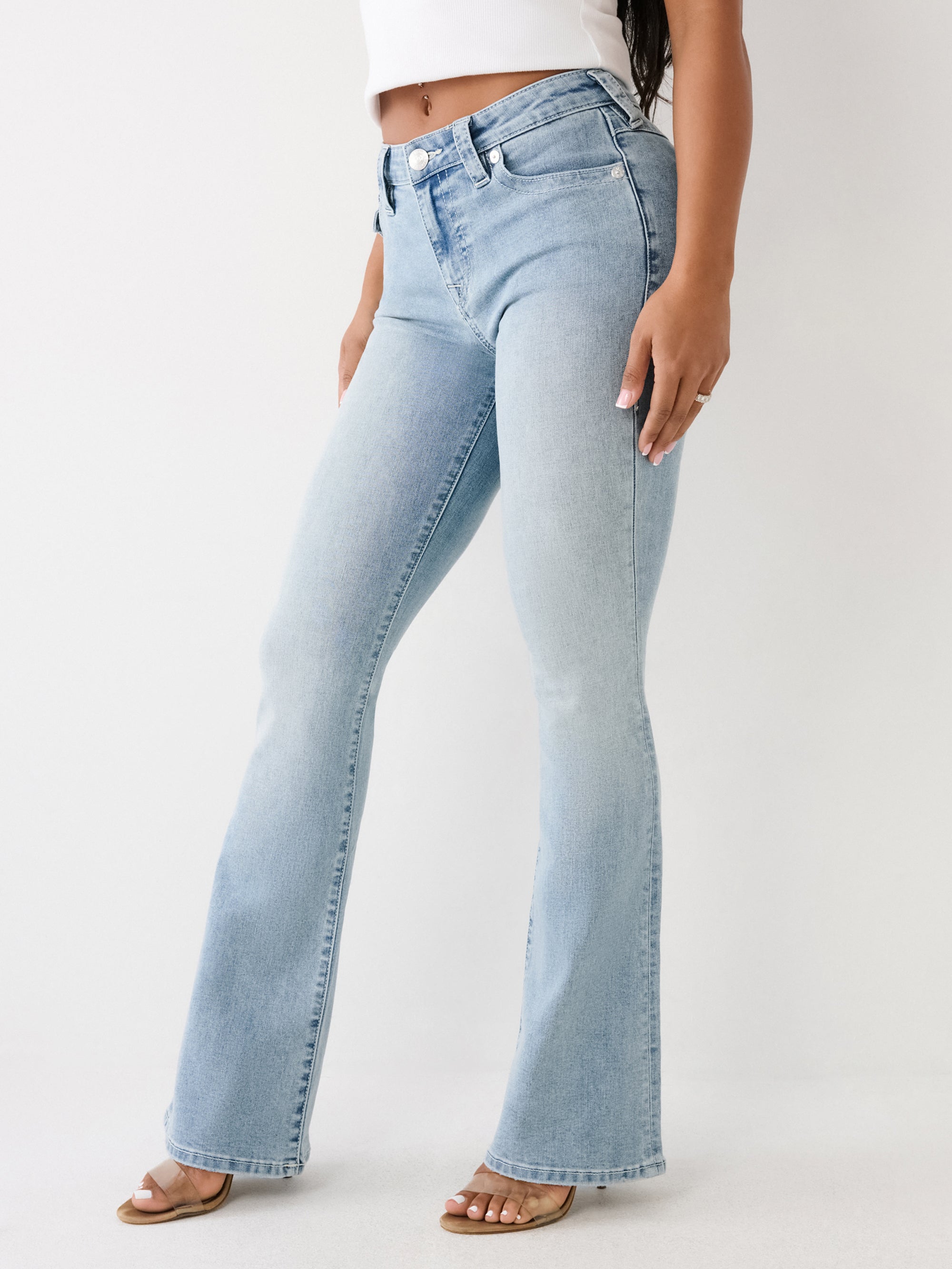 True Religion Becca Jeans Mid Rise Bootcut Flap Spot