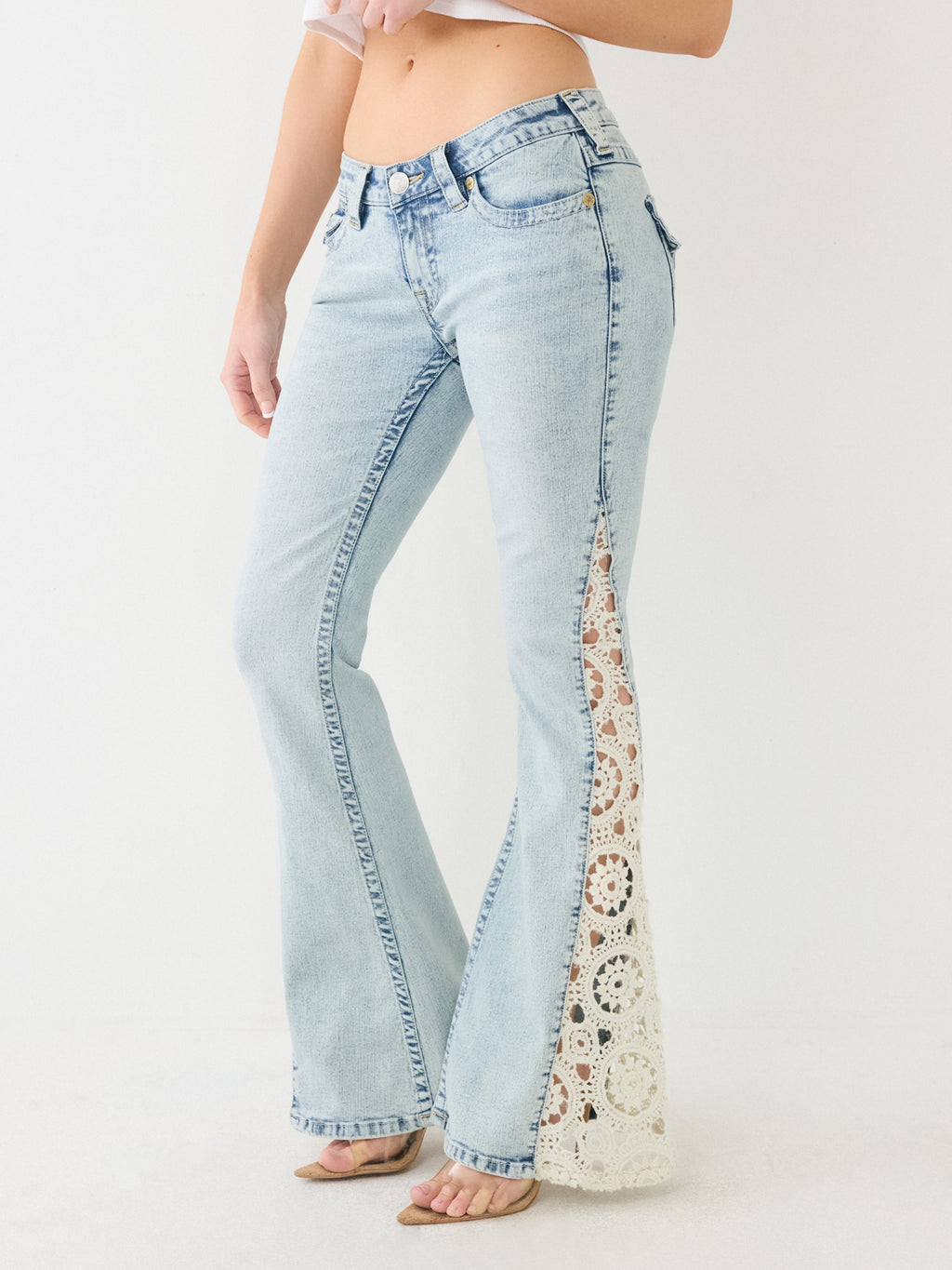 True Religion Joey Jeans Crochet Flare Light Wash