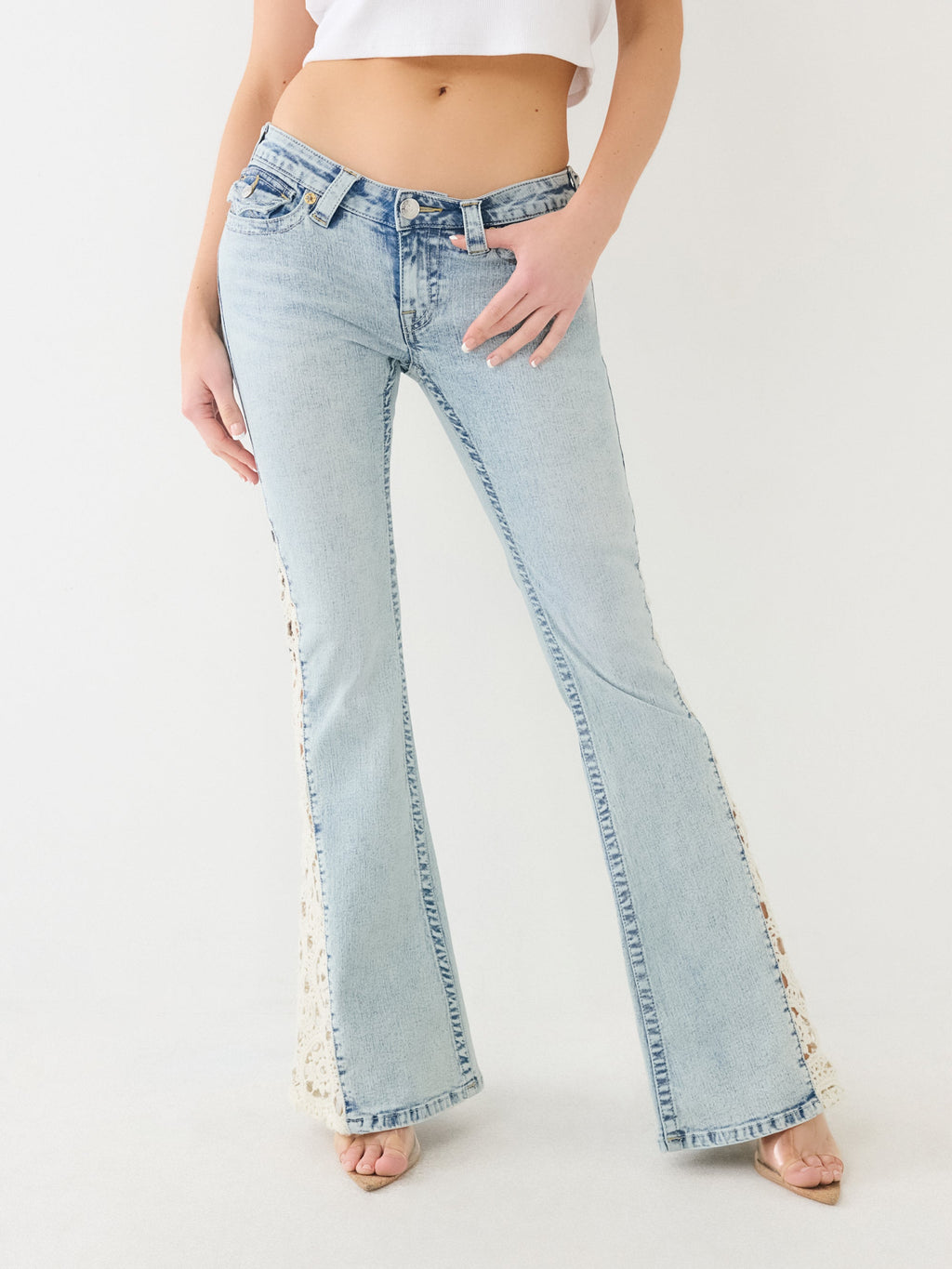 True Religion Joey Jeans Crochet Flare Light Wash