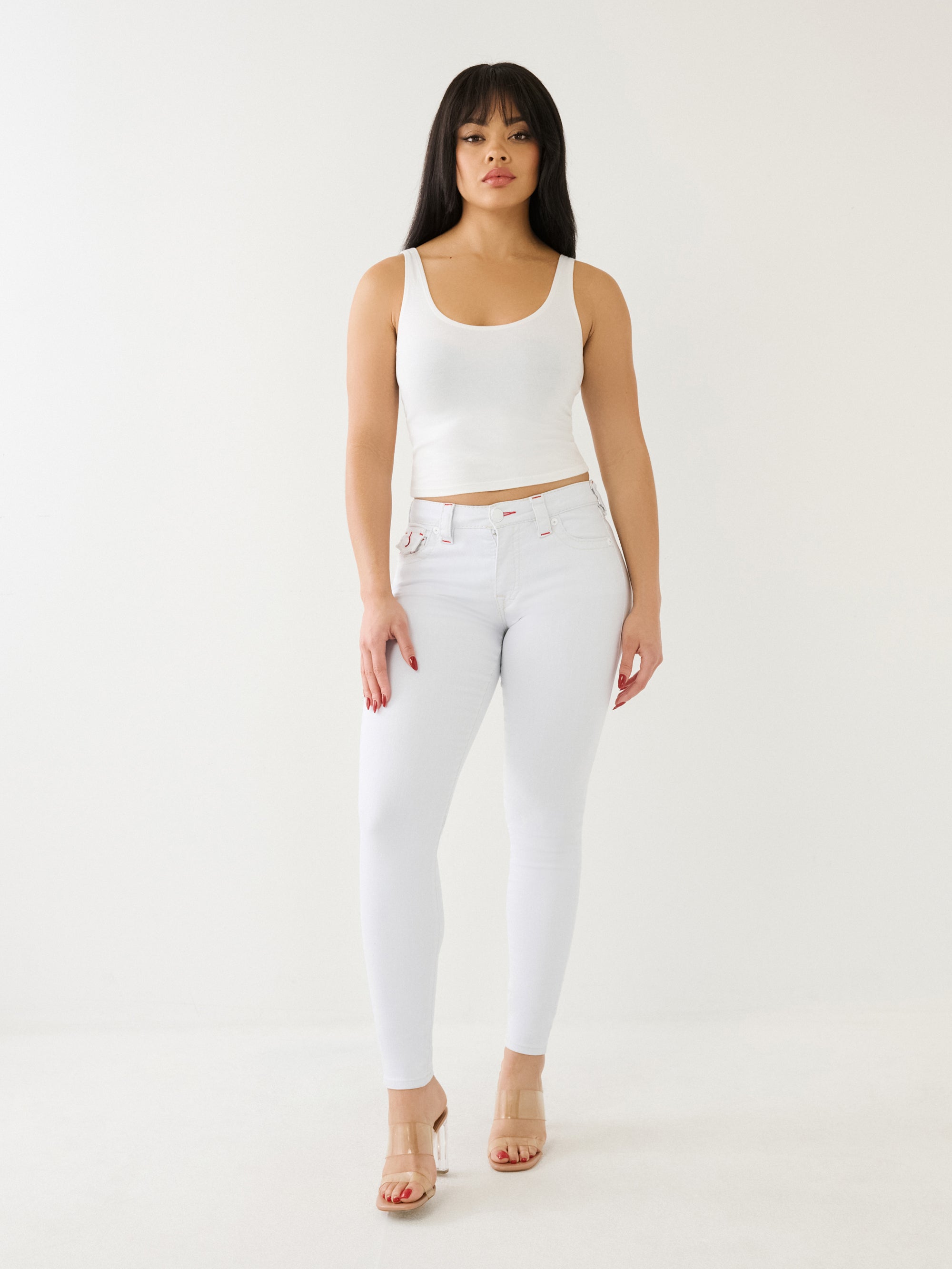True Religion Jennie Jeans Skinny Big T Optic White