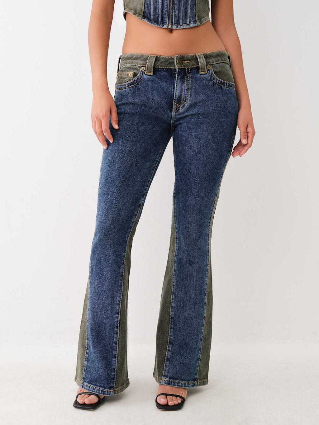 True Religion Mr Colour Block Flare Medium Wash