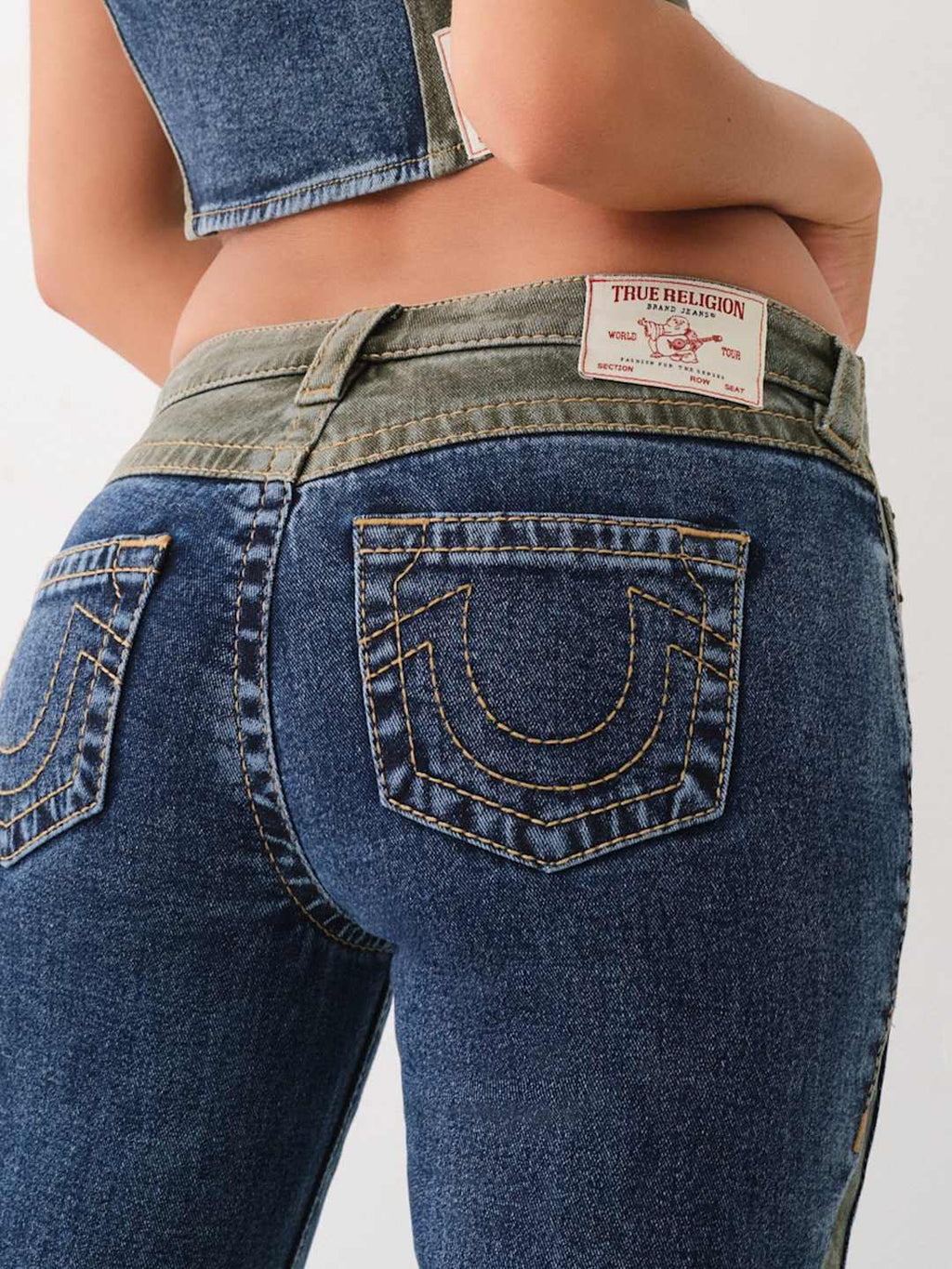 True Religion Mr Colour Block Flare Medium Wash