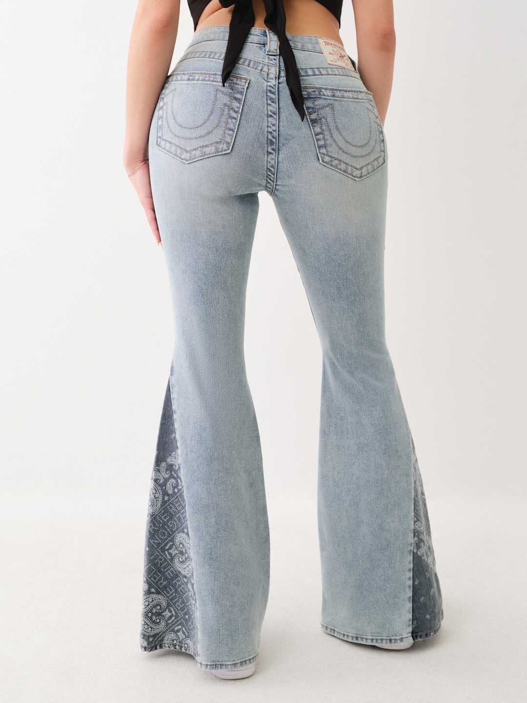 True Religion Jeans Paisley High Rise Flare Light Wash