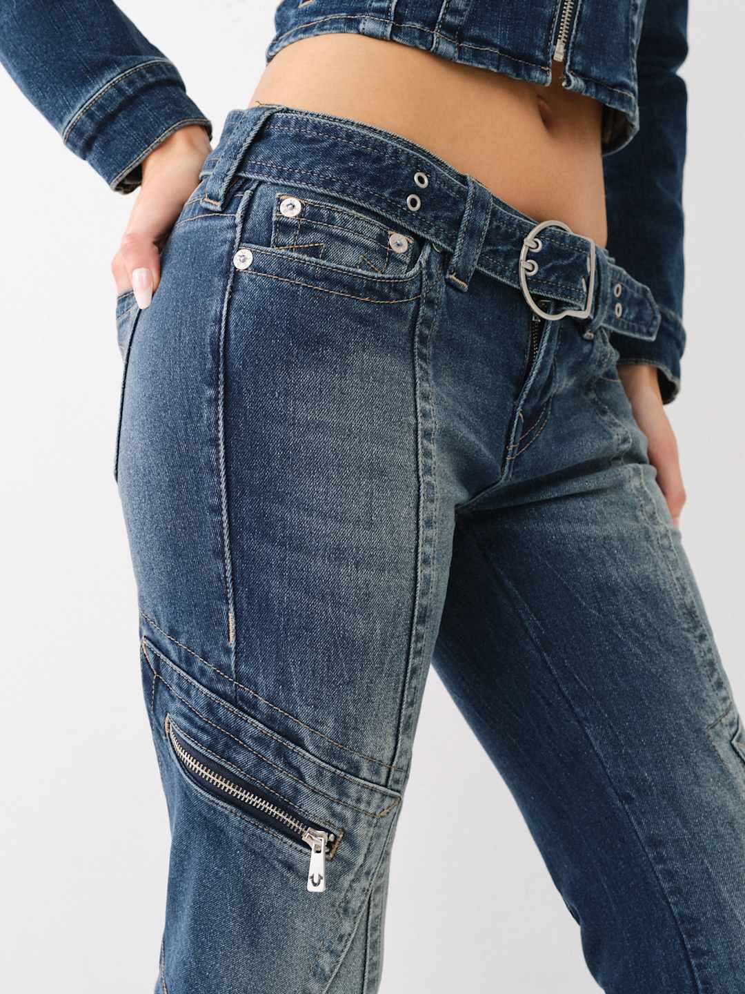 True Religion Jeans Becca Belted Bootcut Dark Wash