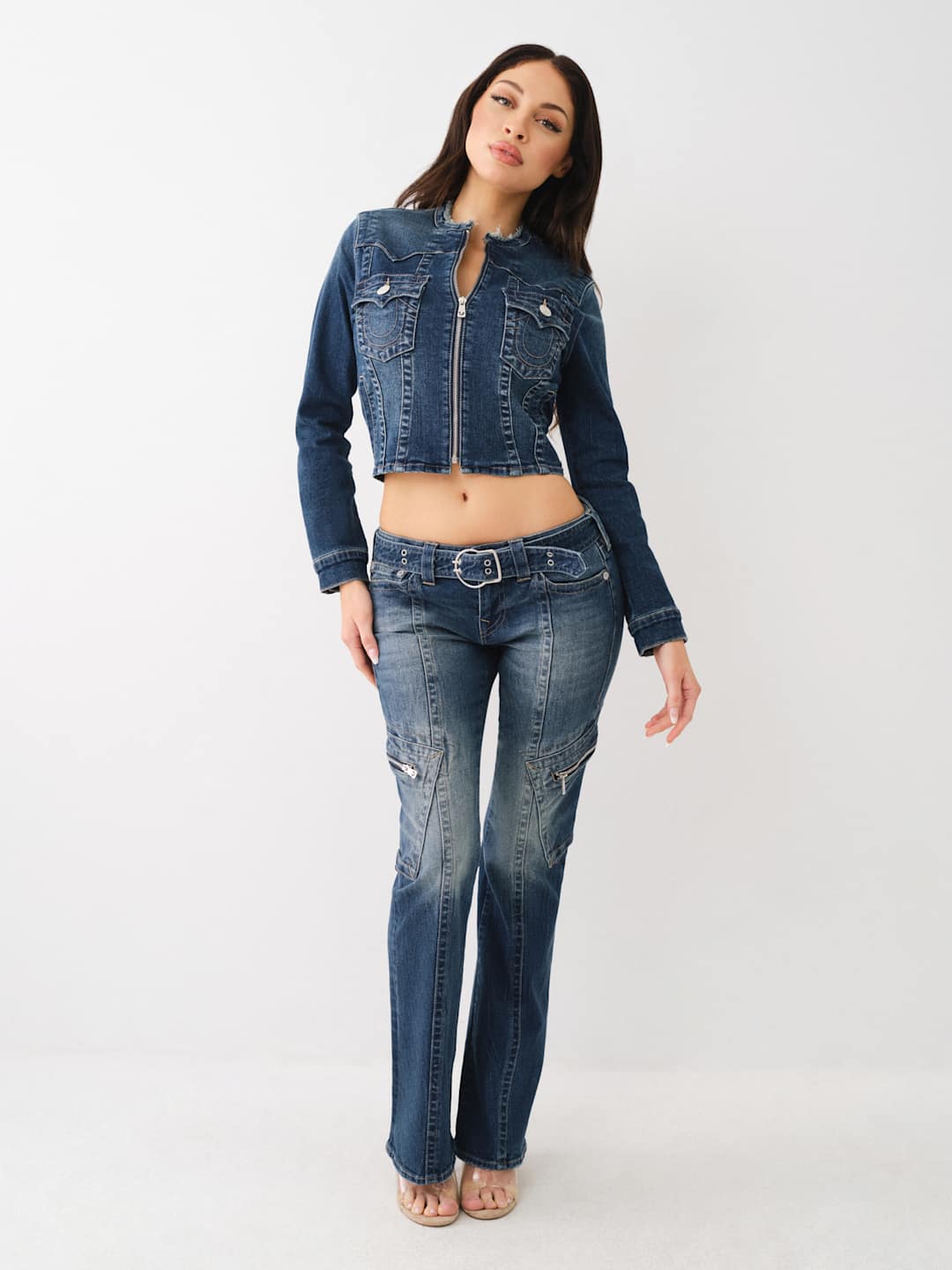 True Religion Jeans Becca Belted Bootcut Dark Wash