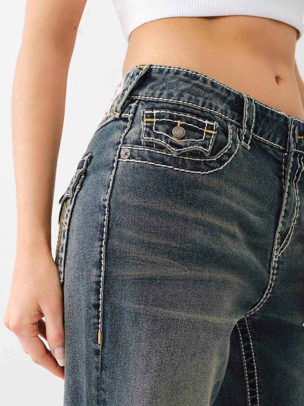 True Religion Bobbi Jeans Big T Baggy Dark Wash