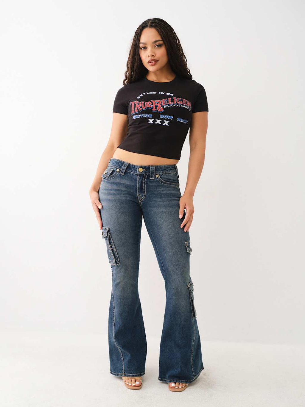 True Religion Big T Jeans Low Rise Flare Dark Wash