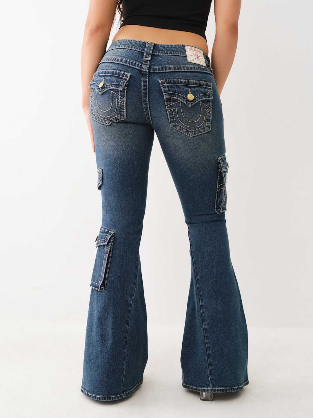 True Religion Big T Jeans Low Rise Flare Dark Wash