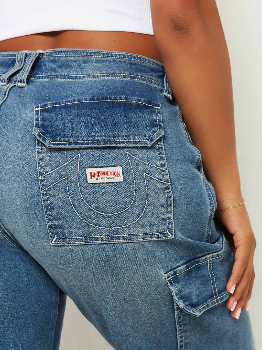 True Religion Ladies Jeans Cargo SN Straight Medium Wintry Wash
