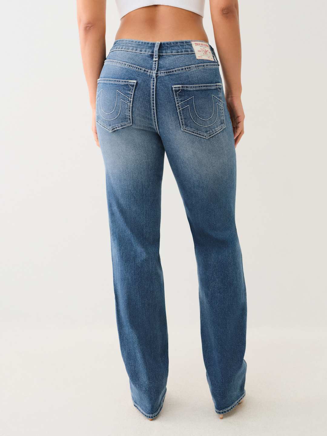 True Religion Jean Ladies Sarah SN High Rise Straight Medium Blizzard Wash