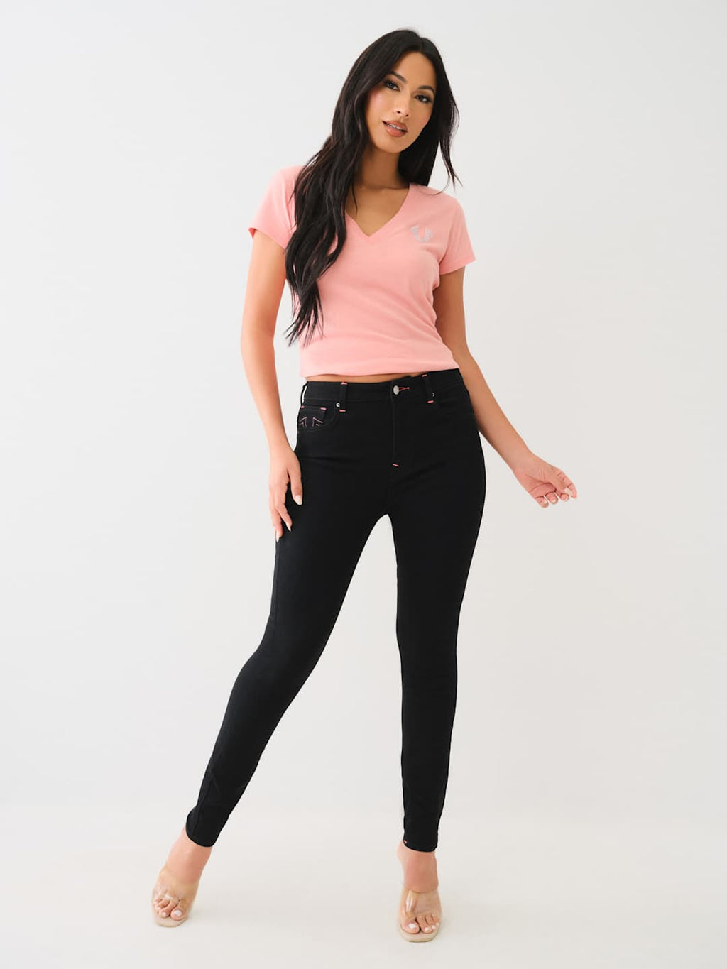 True Religion Ladies Jeans Halle SN HR Skinny Black Rinse