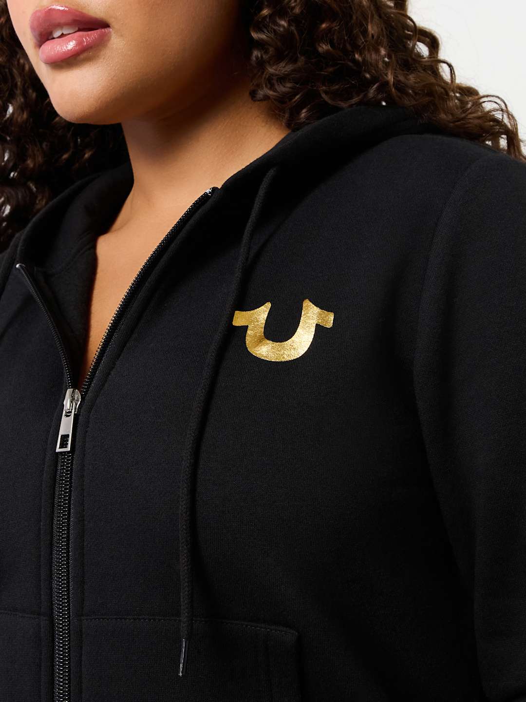 True Religion Sweater Ladies Angelic Wing Zip Hoodie Jet Black