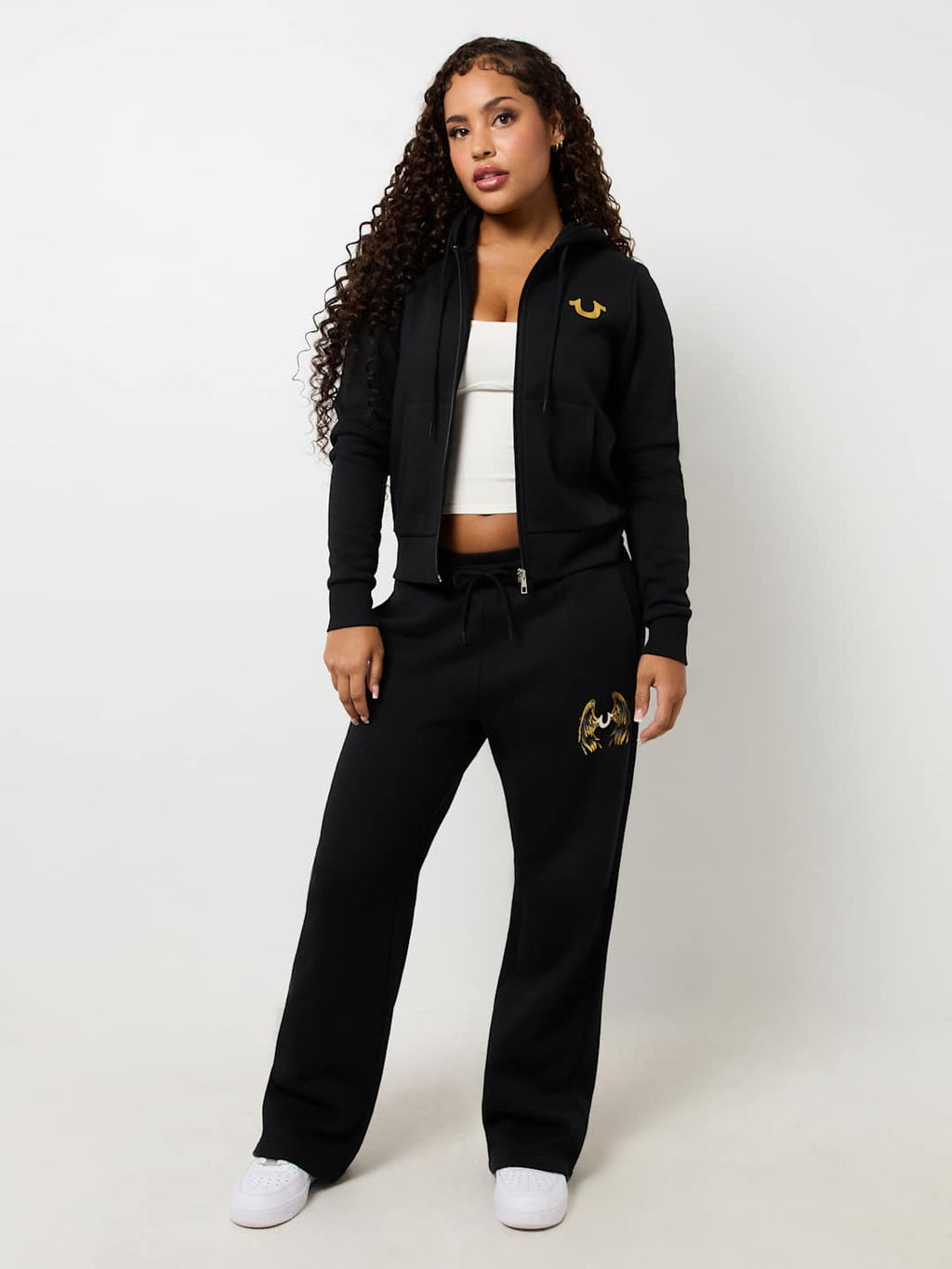 True Religion Sweater Ladies Angelic Wing Zip Hoodie Jet Black