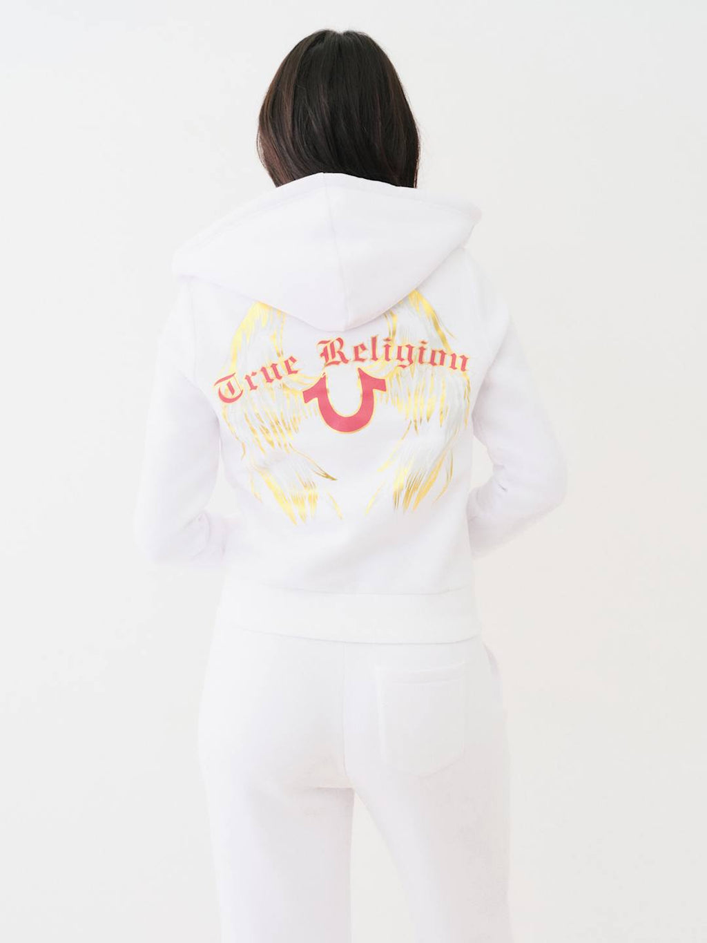 True Religion Sweater Ladies Angelic Wing Zip Hoodie Optic White